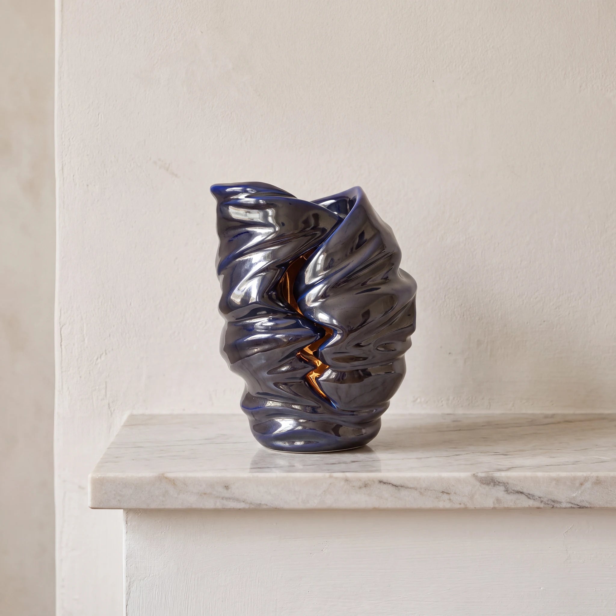 Light Adult Cremation Urn for Ashes in Metallic Blue