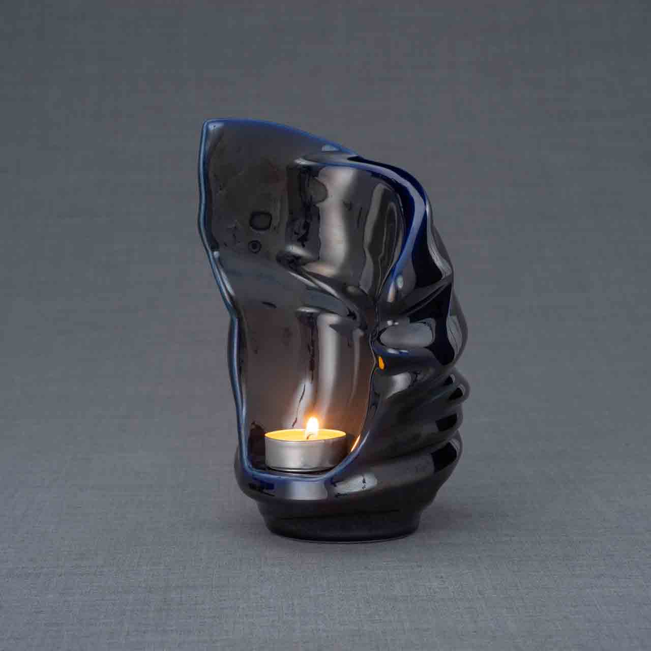 Light Small Urn for Ashes in Metallic Blue