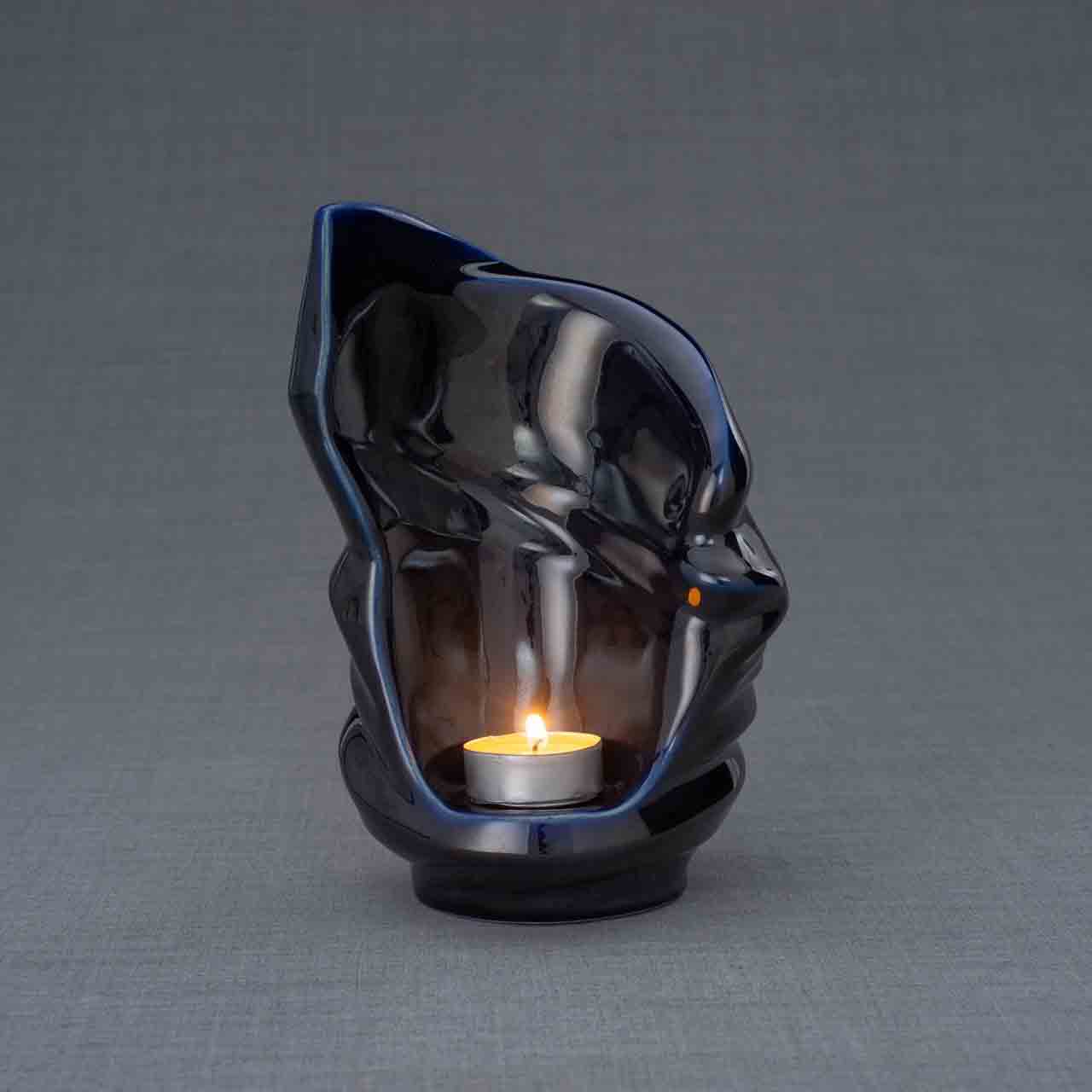 Light Small Urn for Ashes in Metallic Blue
