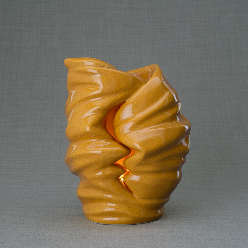 Light Cremation Urn for Ashes Amber Front View