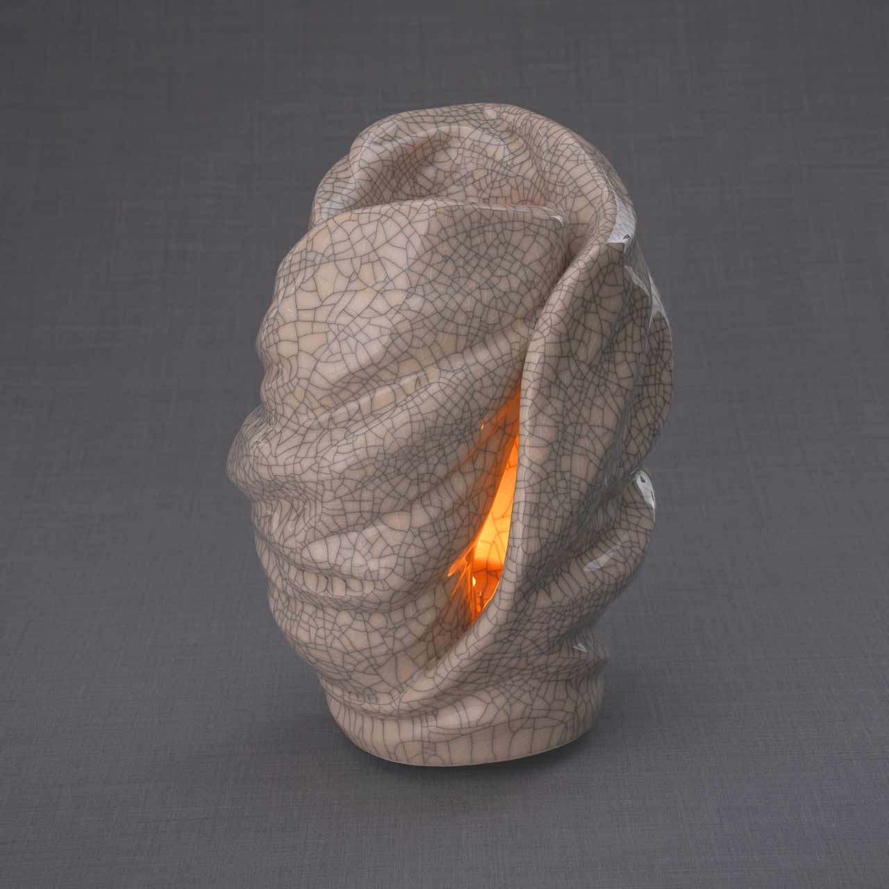 Light Cremation Urn for Ashes in Crackle Glaze Right Side
