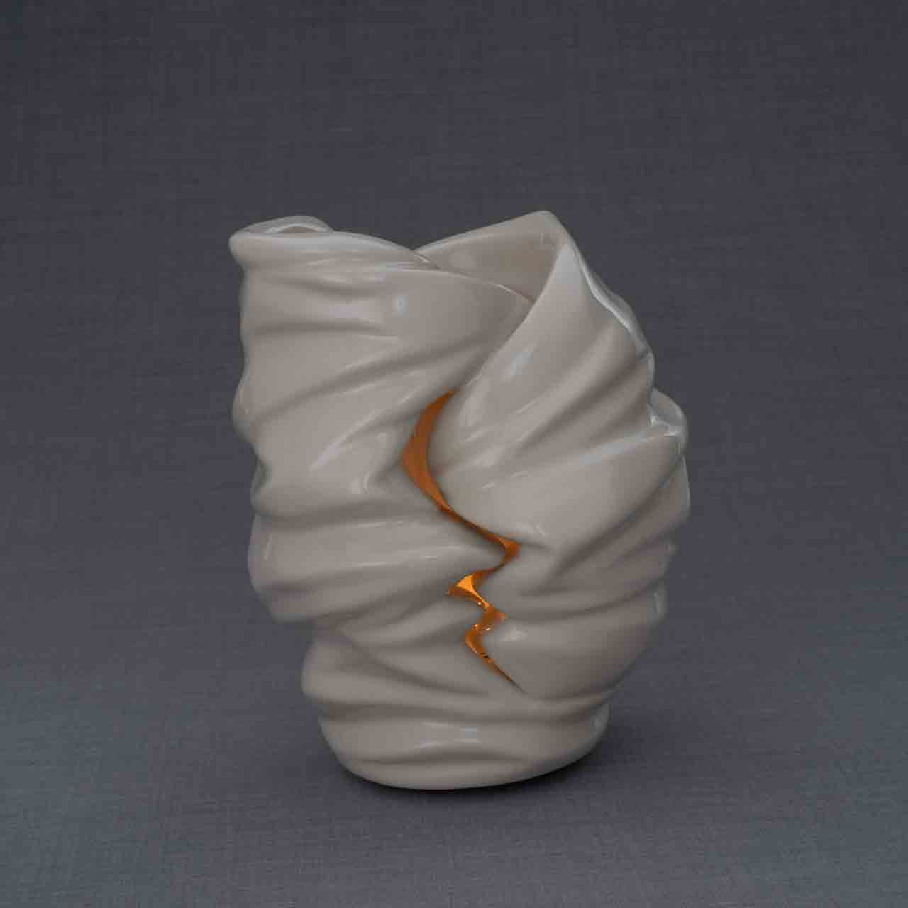 Light Cremation Urn for Ashes in Cream Grey Background