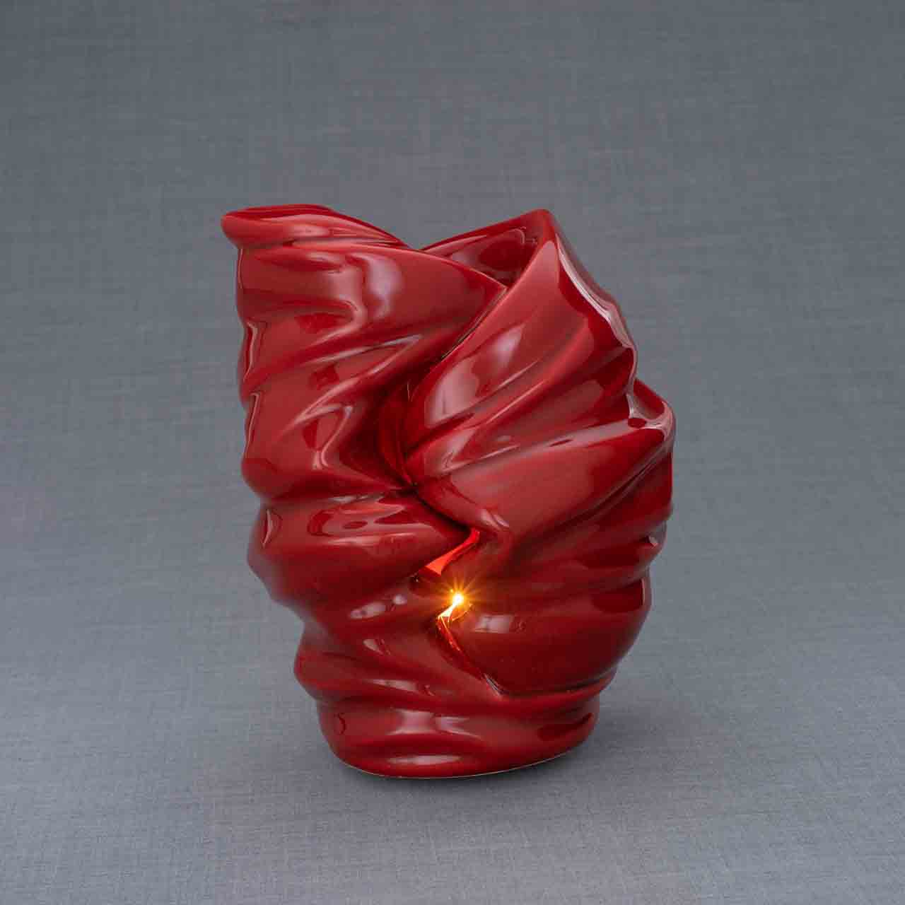 Light Cremation Urn for Ashes in Red Grey Background