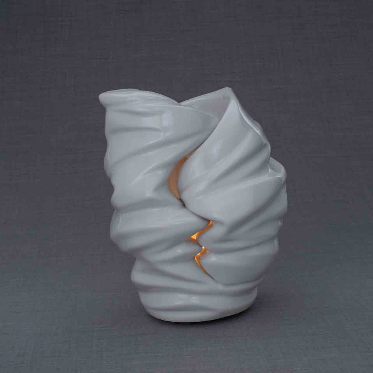 Light Cremation Urn for Ashes in White Grey Background