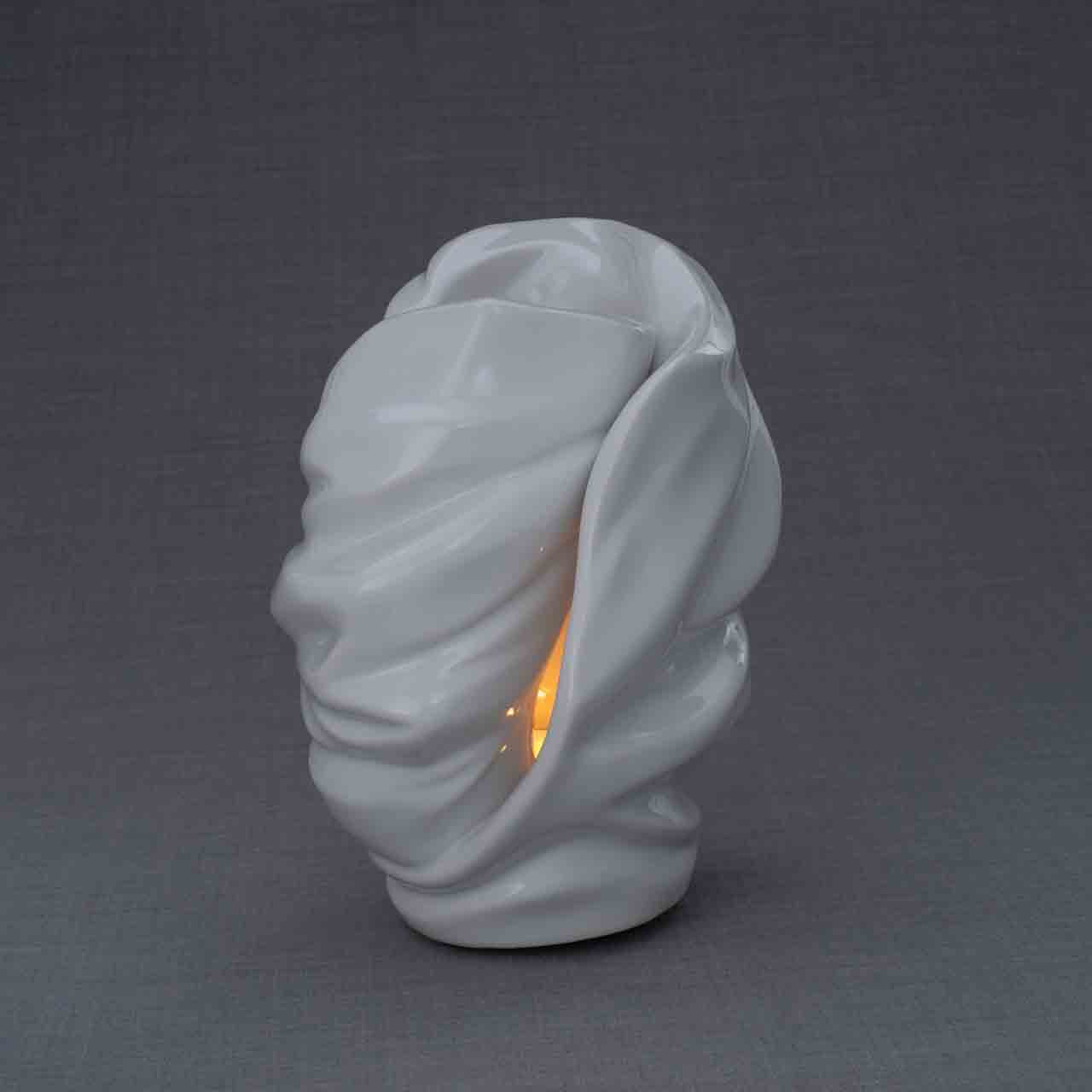Light Adult Cremation Urn for Ashes in White