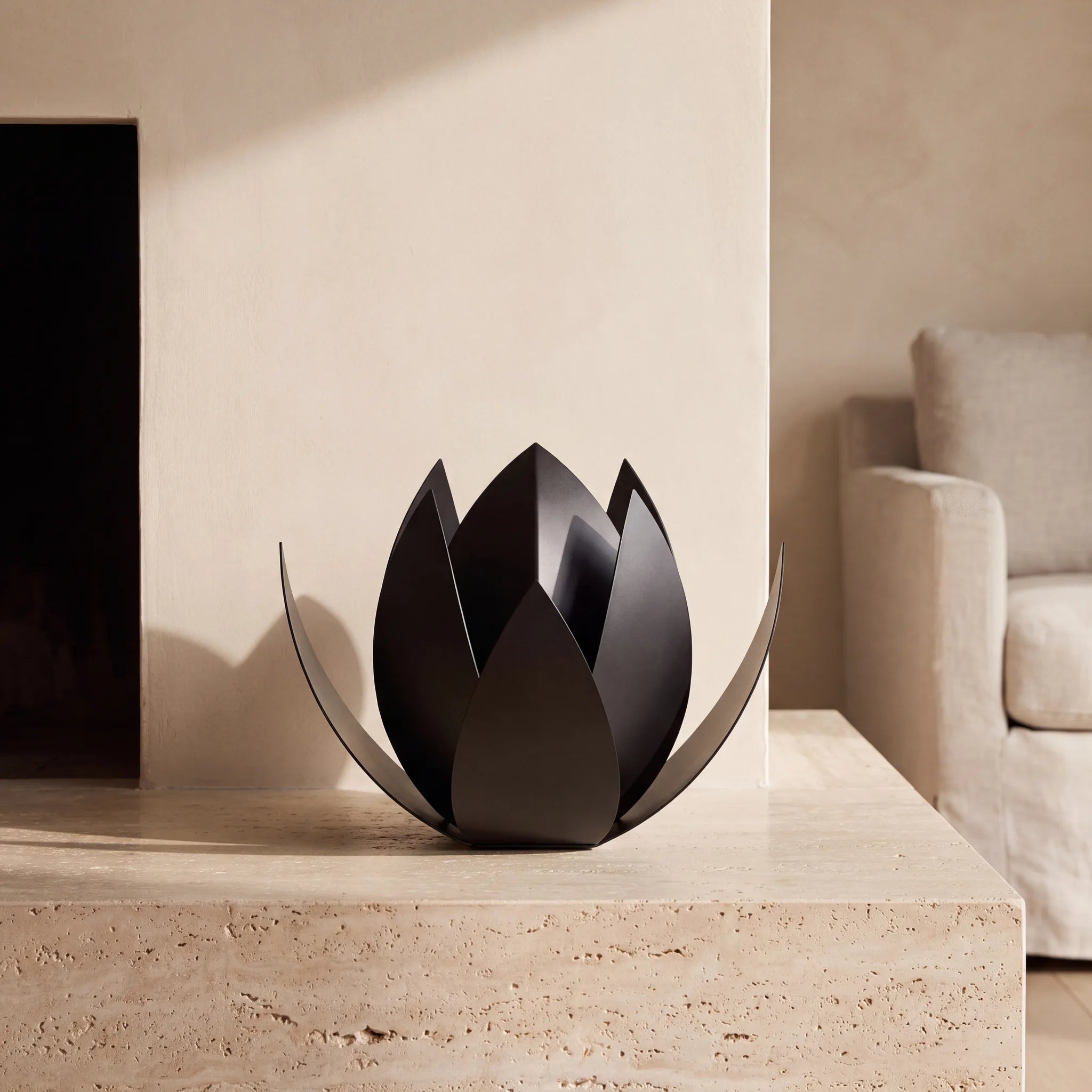 Lotus-Adult-Cremation-Urn-for-Ashes-in-Matte-Black-Stainless-Steel-amto_hearth