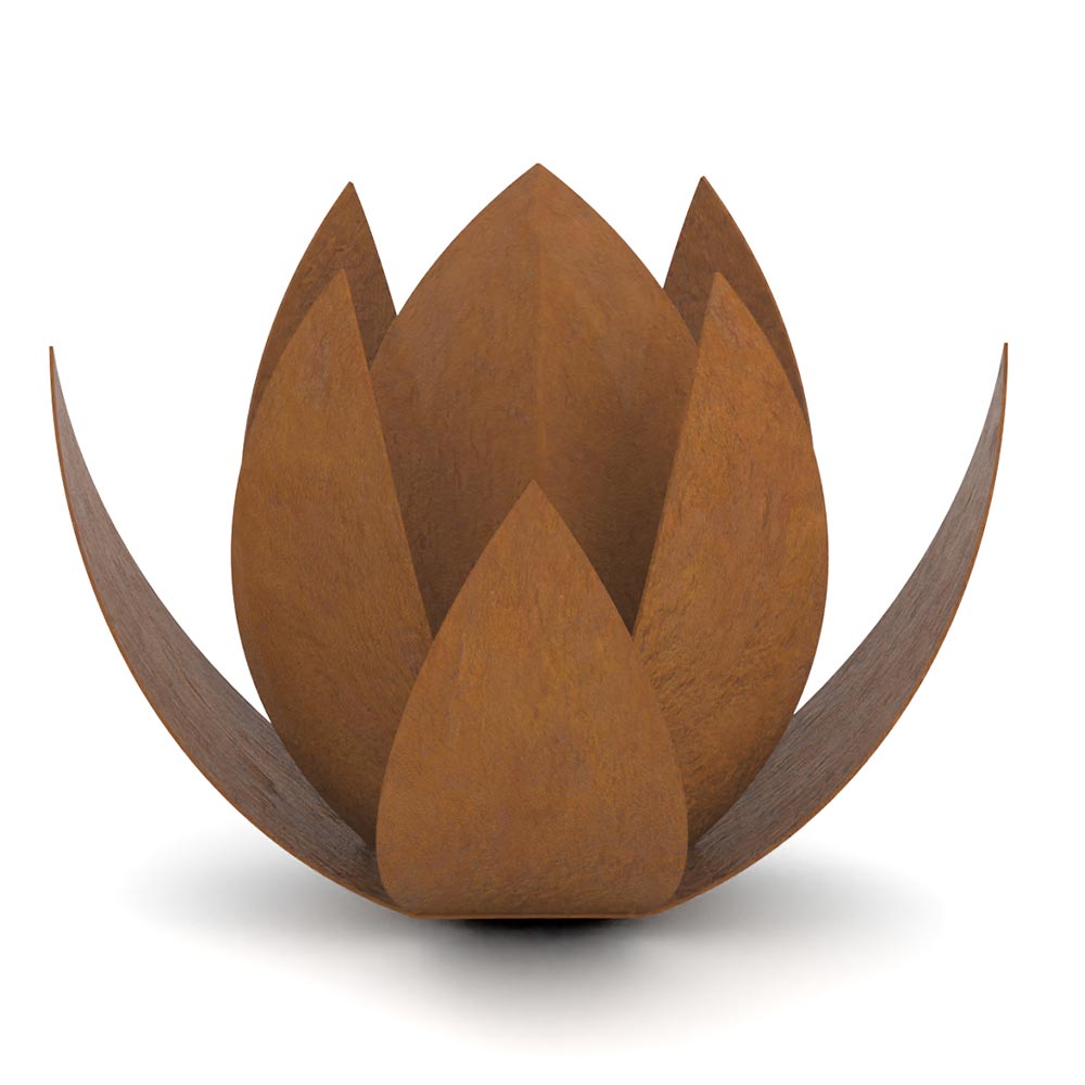 Lotus Medium Urn for Ashes in Corten Steel