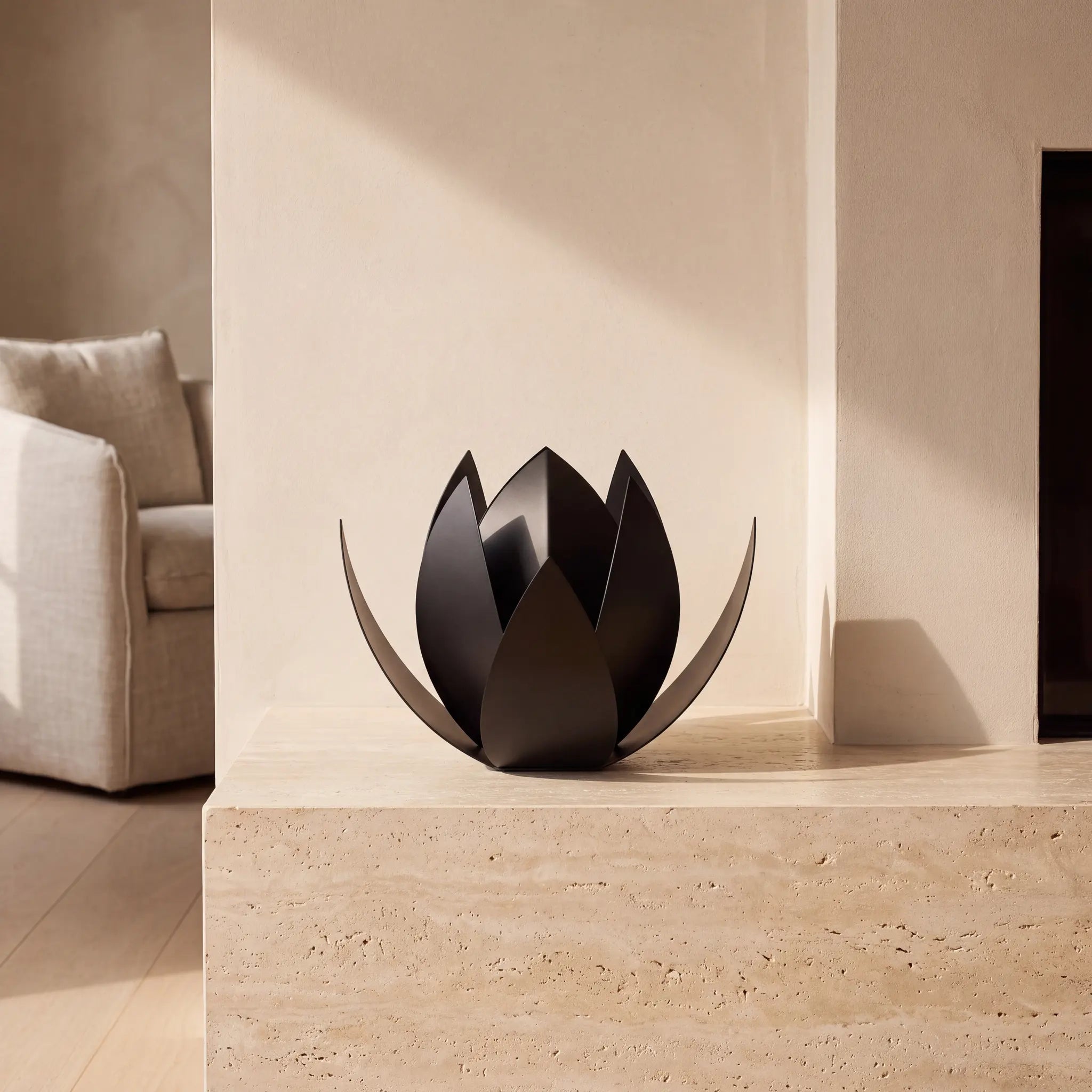Lotus-Medium-Urn-for-Ashes-in-Matte-Black-Stainless-Steel-amto_hearth