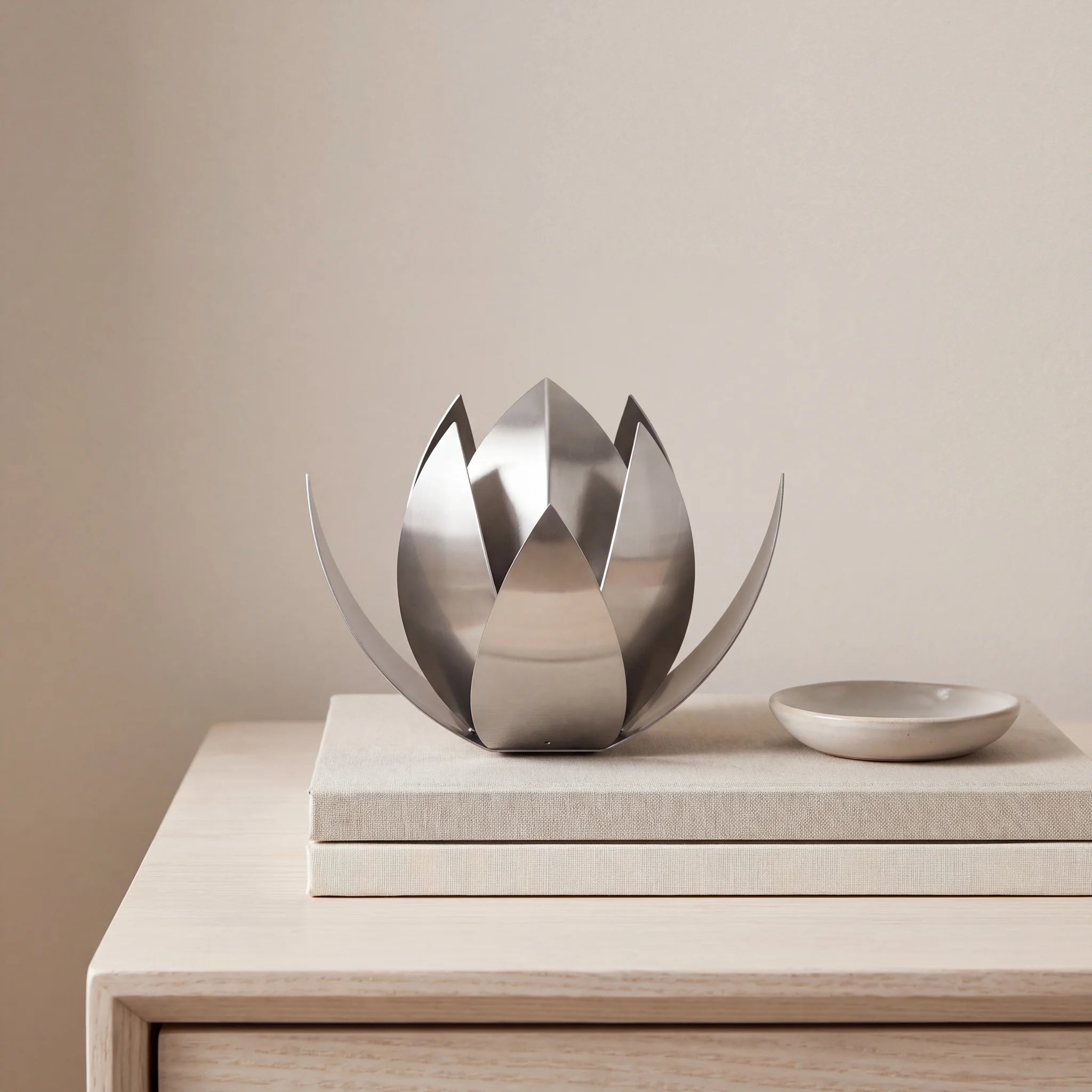 Lotus-Pet-Urn-for-Ashes-in-Stainless-Steel-keepsake_books_dish
