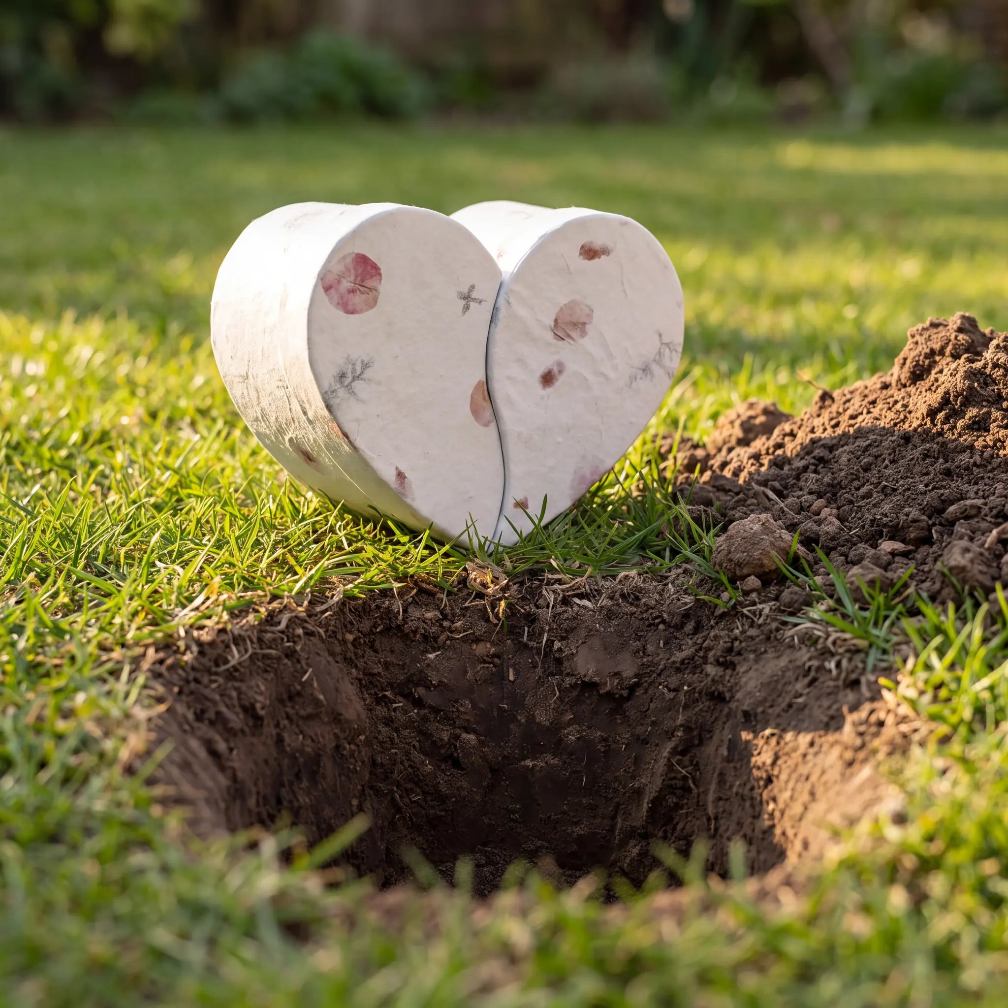 Love-Heart-Biodegradable-Urn-for-Ashes-in-Floral-Companion-Two-Piece-Beside-the-Grave