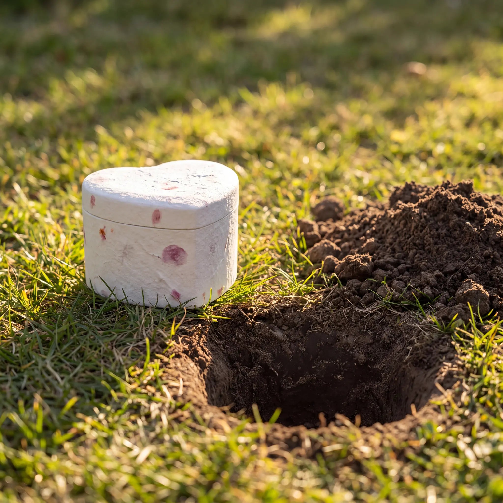 Love Heart Biodegradable Urn for Ashes in Floral - Medium