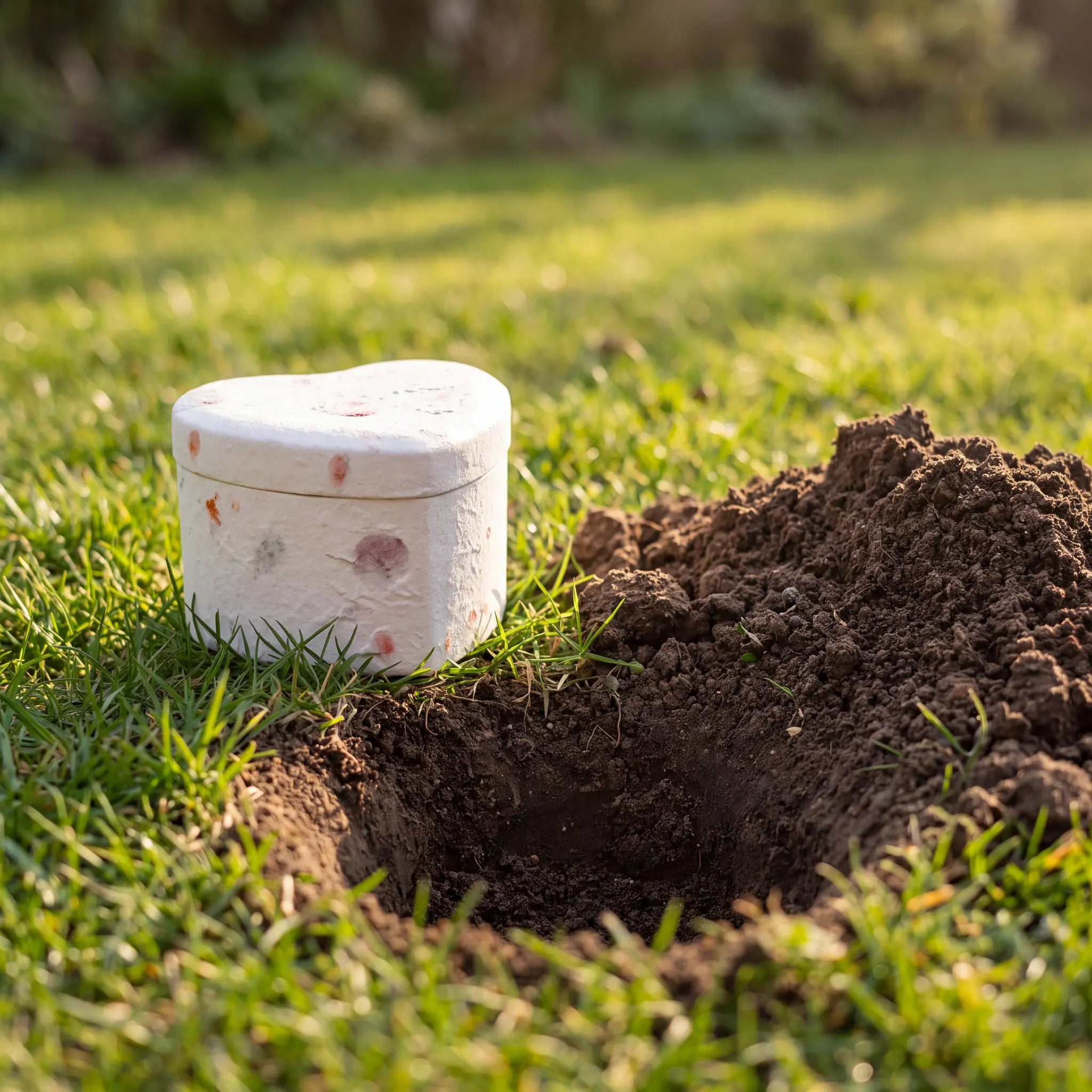 Love Heart Biodegradable Urn for Ashes in Floral - Small