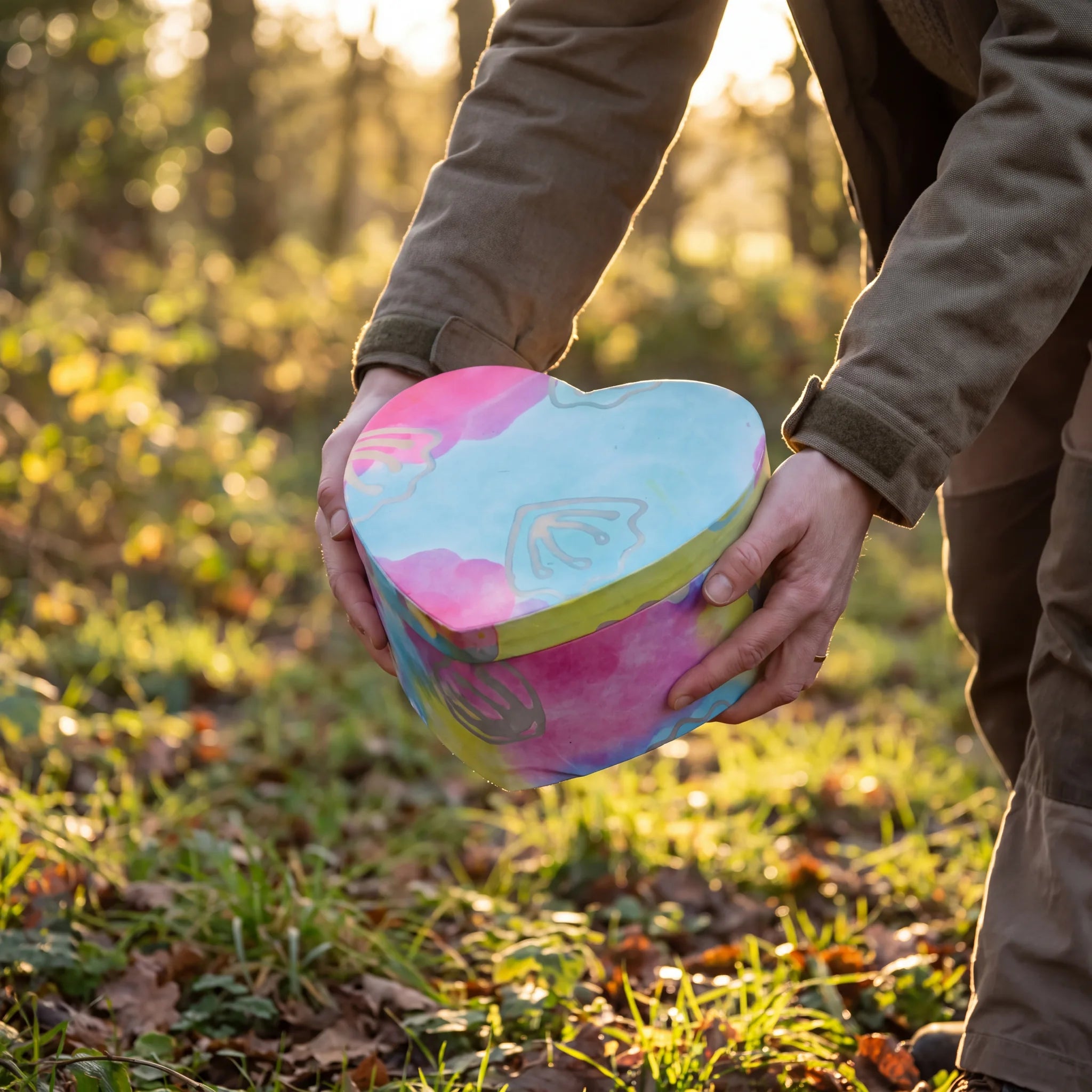 Love Heart Biodegradable Urn for Ashes in Pastel - Medium