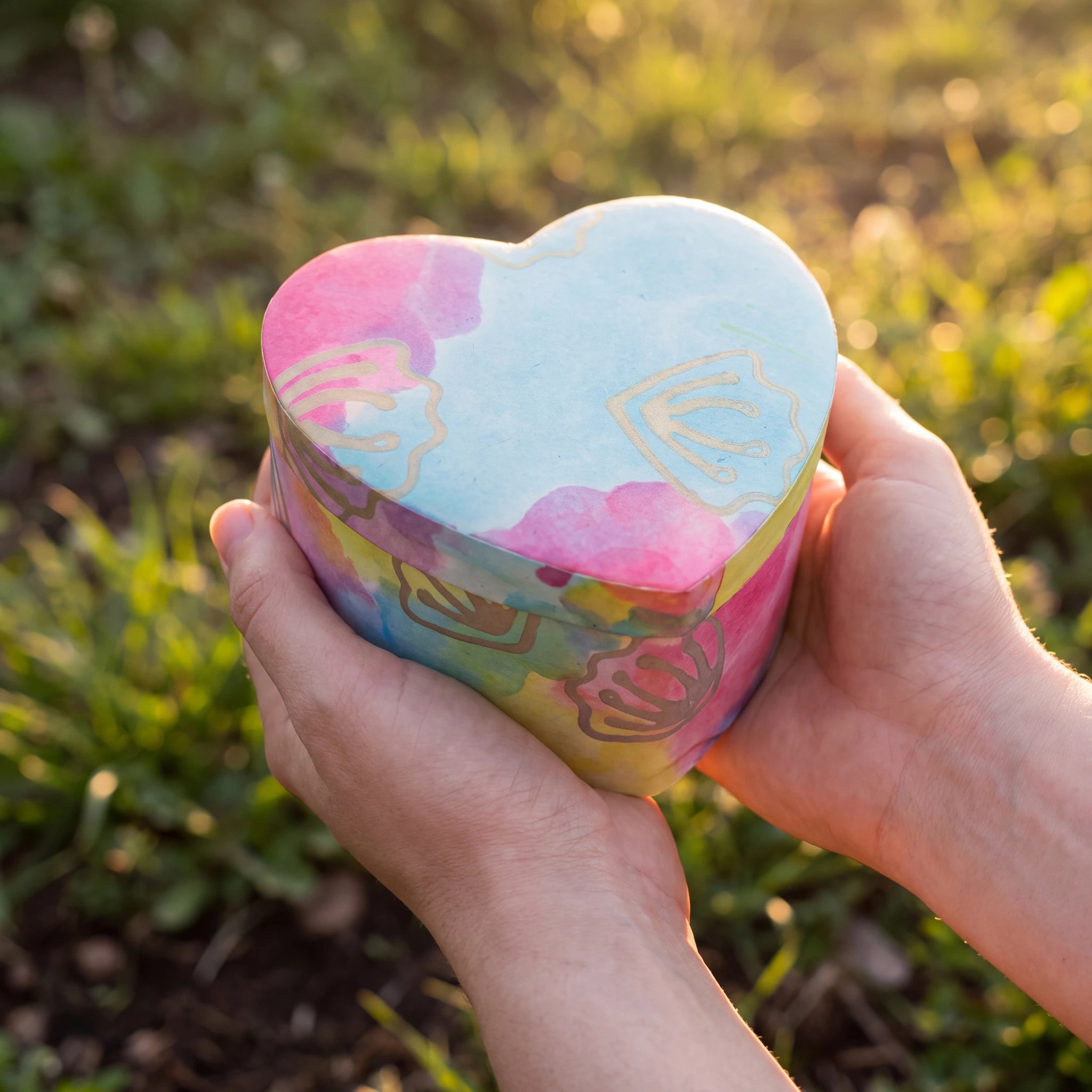 Love Heart Biodegradable Urn for Ashes in Pastel - Medium