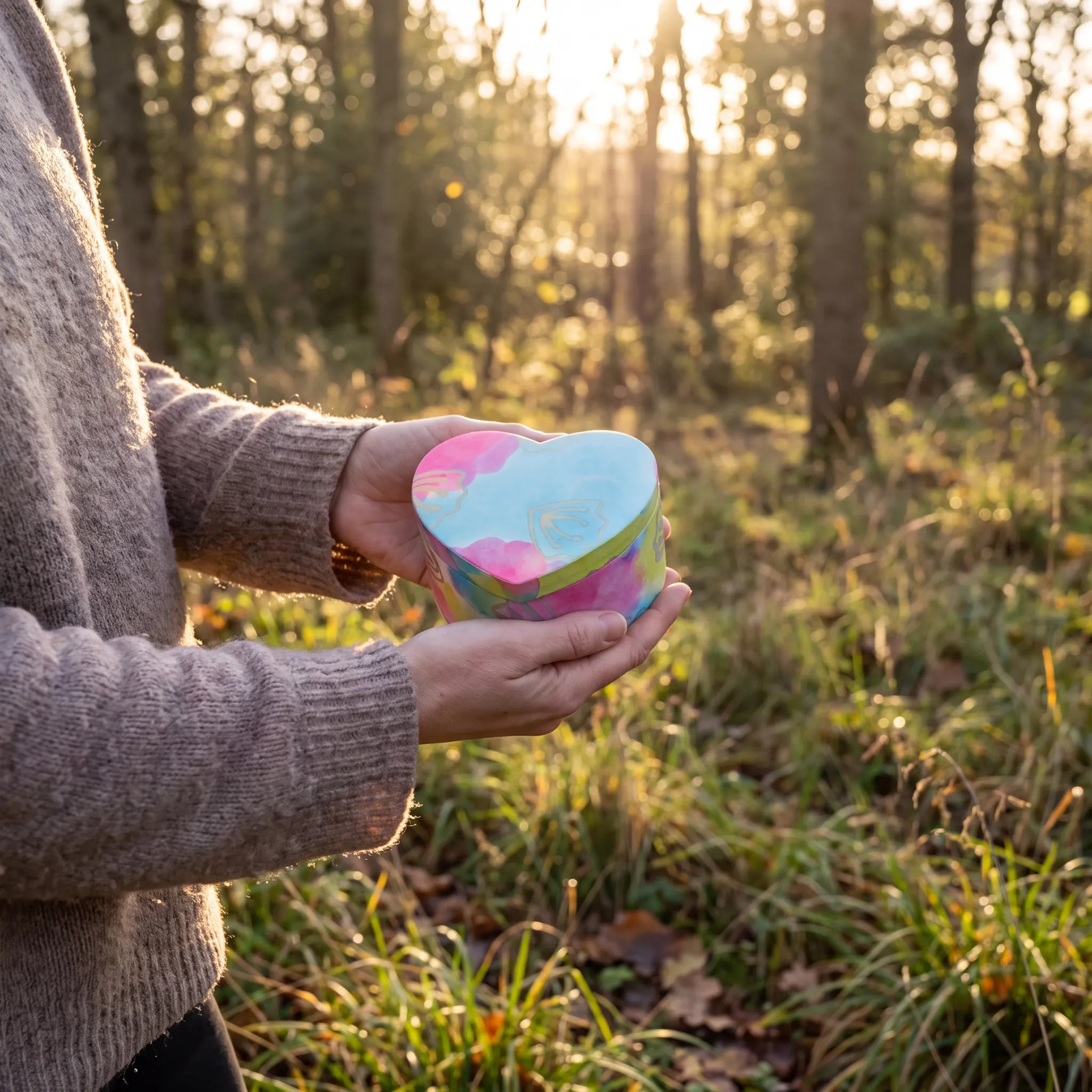 Love Heart Biodegradable Urn for Ashes in Pastel - Small
