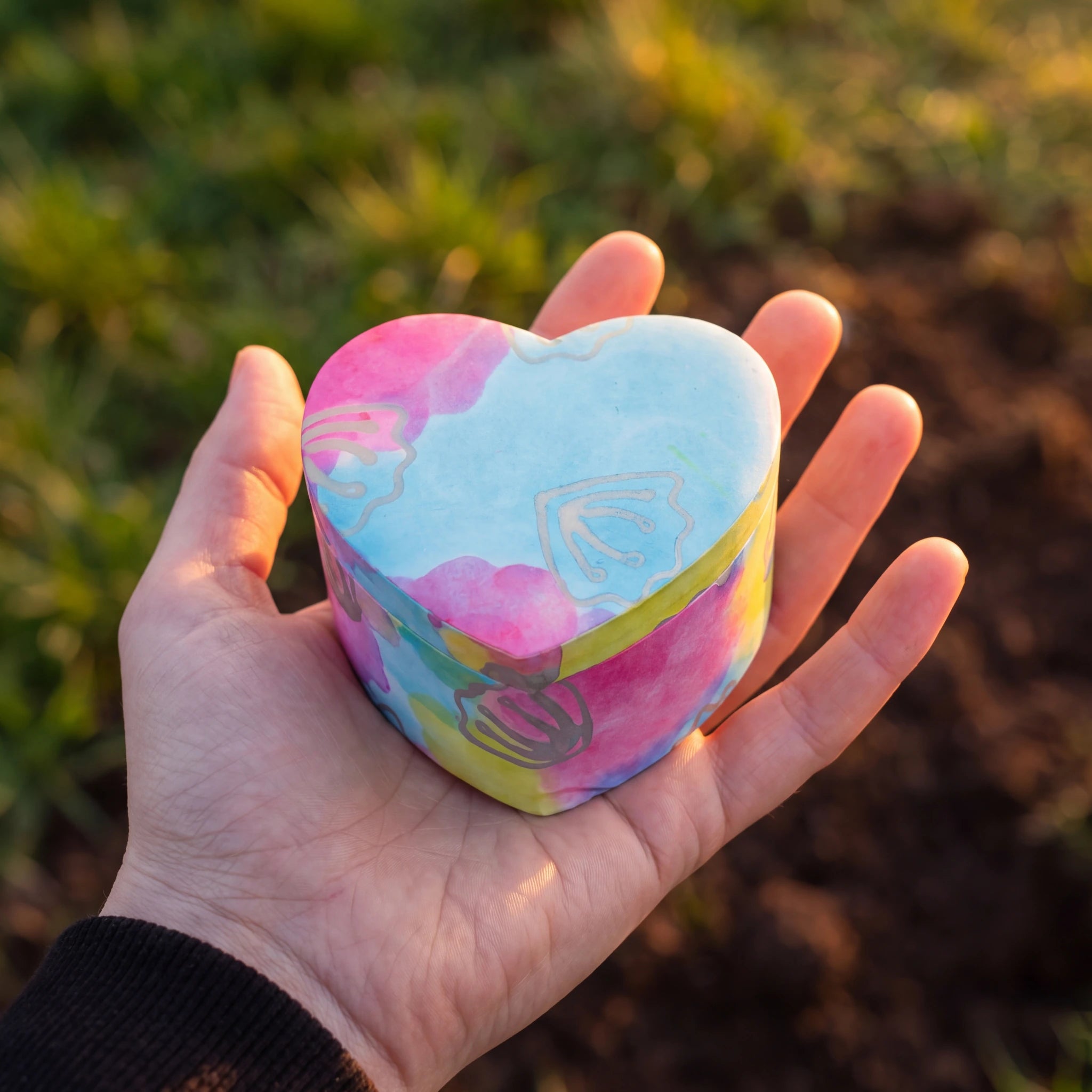 Love Heart Biodegradable Urn for Ashes in Pastel - Small