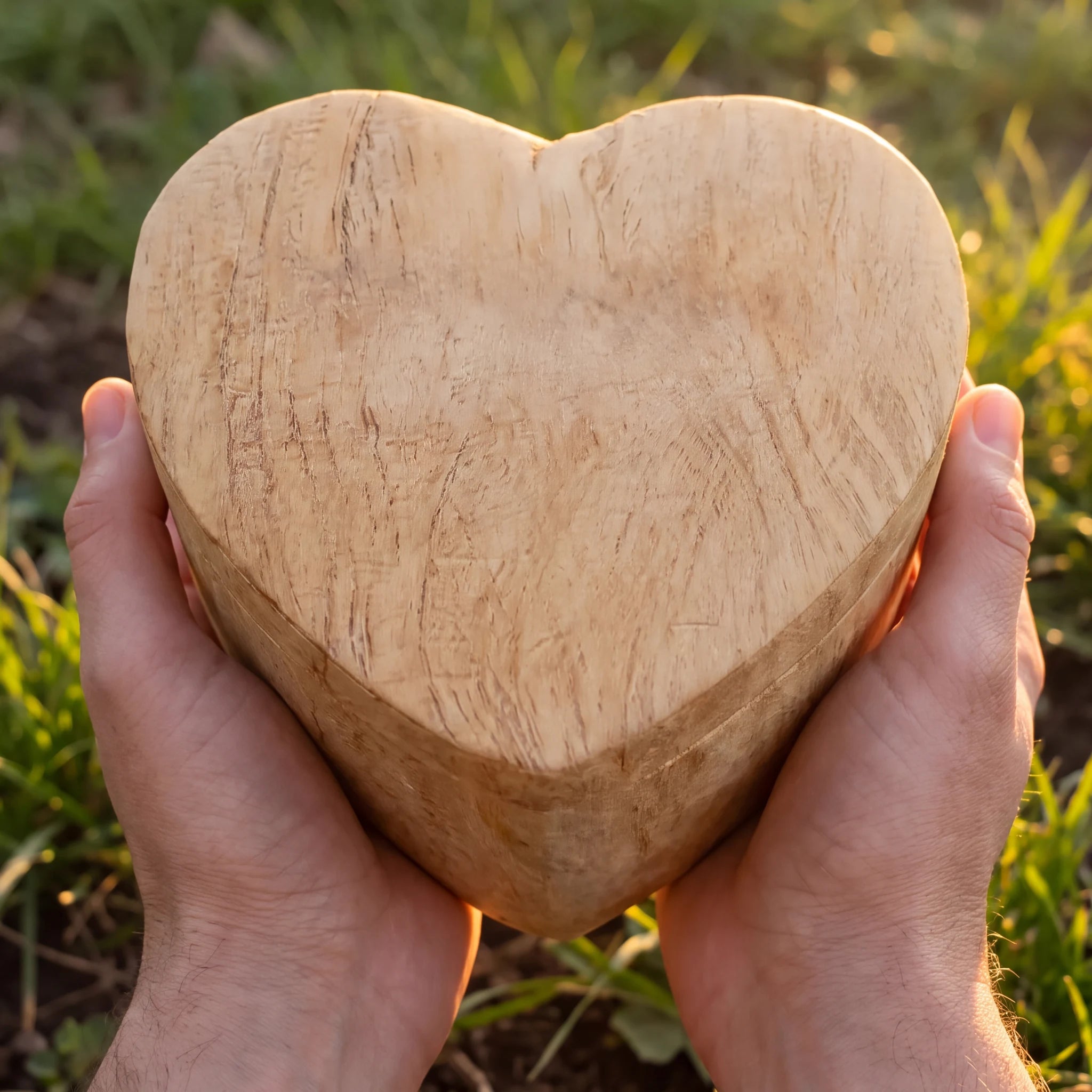 Love Heart Biodegradable Urn for Ashes in Wood-Grain - Adult