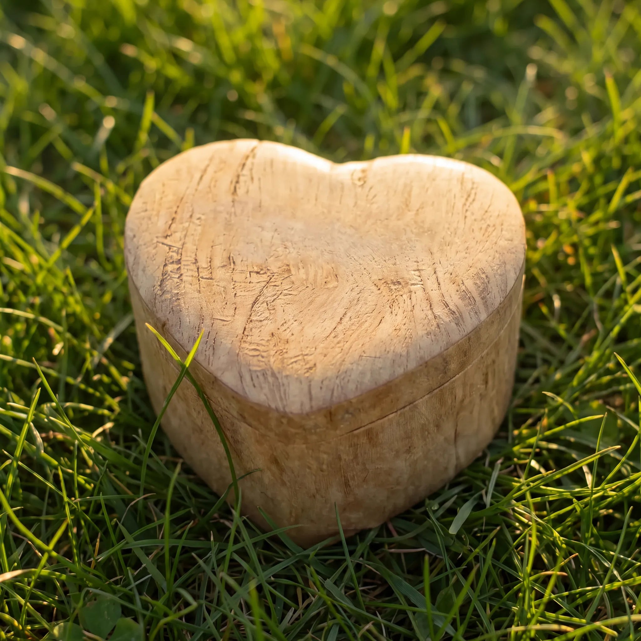 Love Heart Biodegradable Urn for Ashes in Wood-Grain - Small