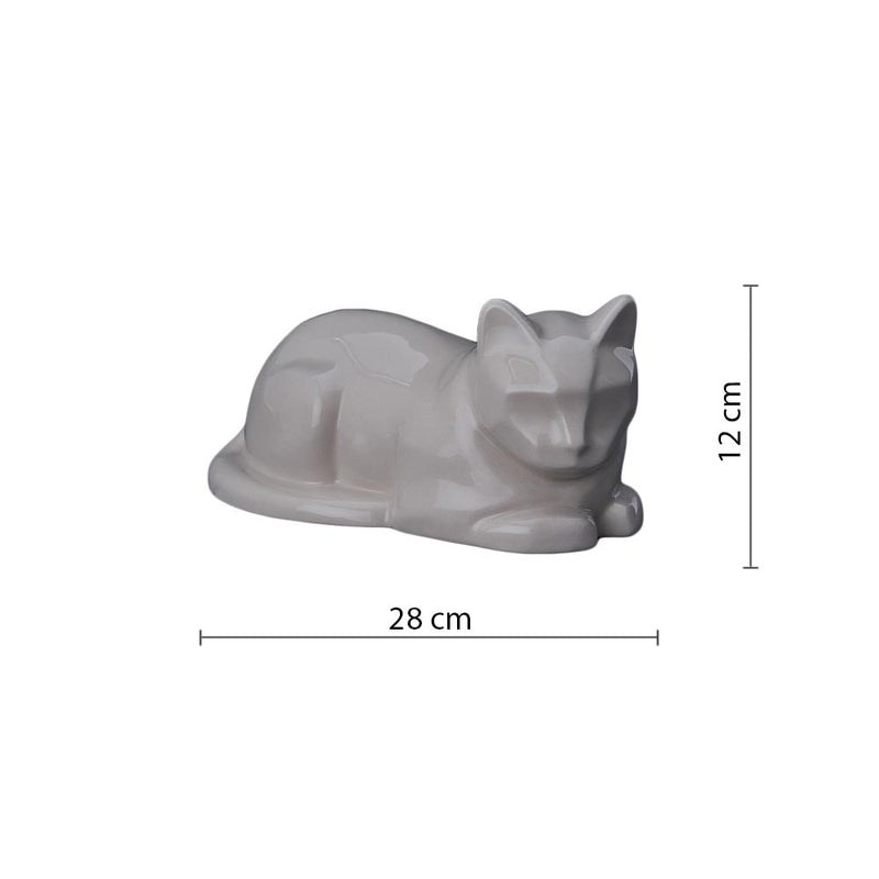 Lying Cat Urn for Ashes in Cream