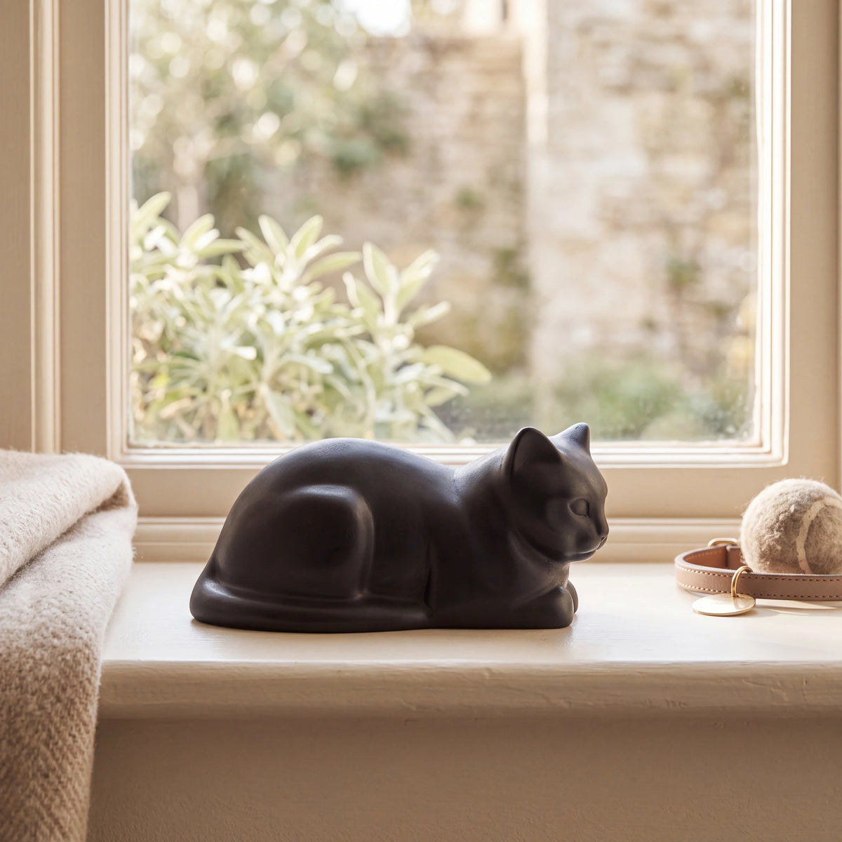 Lying-Cat-Mini-Urn-for-Ashes-in-Matte-Black-pet_sunny_sill