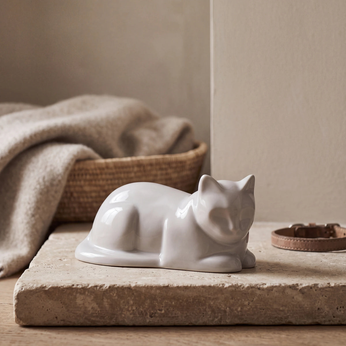 Lying-Cat-Mini-Urn-for-Ashes-in-White-pet_hearth_basket