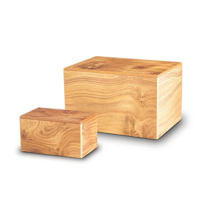 Oak Wood Effect MDF Small Urn for Ashes