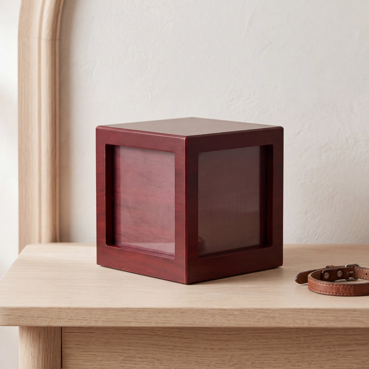 Mahogany-Effect-MDF-Photo-Cube-Cremation-Urn-for-Ashes-Large-On-the-Console