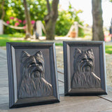 Male Yorkie Portrait Dog Urn for Ashes in Matte Black
