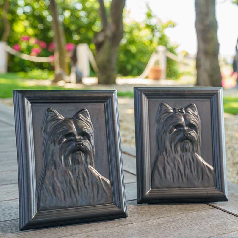 Male Yorkie Portrait Dog Urn for Ashes in Matte Black