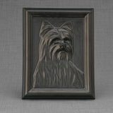 Male Yorkie Portrait Dog Urn for Ashes in Matte Black