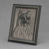 Male Yorkie Portrait Dog Urn for Ashes in Matte Black