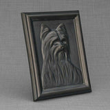 Male Yorkie Portrait Dog Urn for Ashes in Matte Black