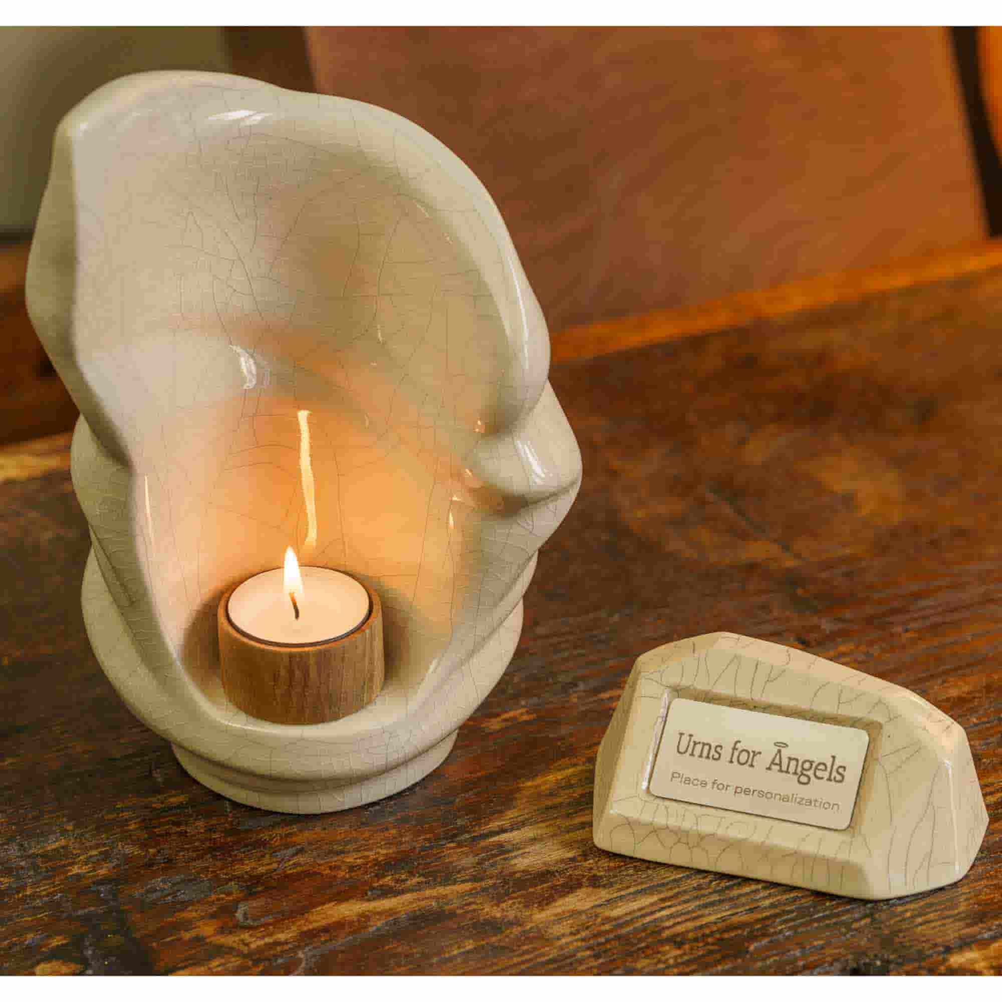 Memorial Nameplate Holder Crackle Glaze with Light Keepsake within Home