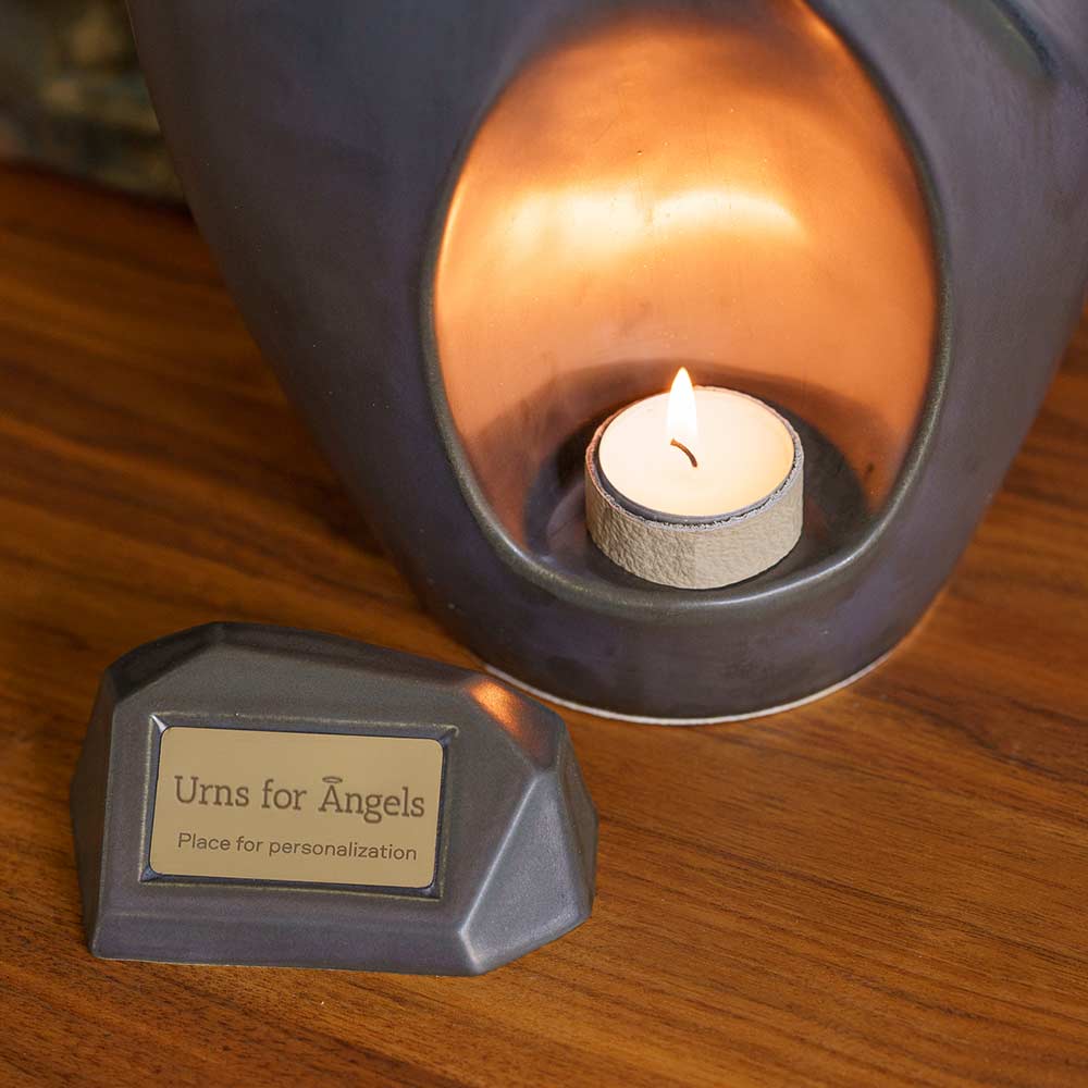 Memorial Nameplate Holder Matte Black with Infinity Close Up within Home