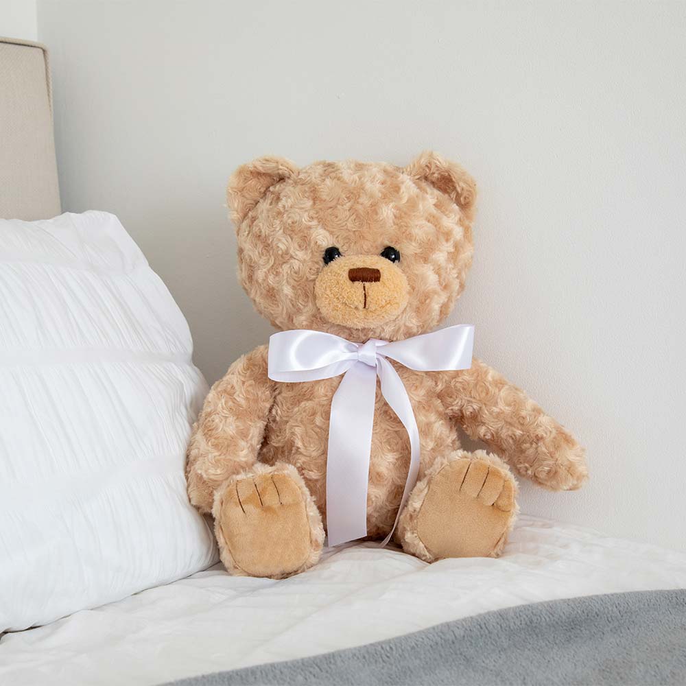 Memory Bear White Ribbon