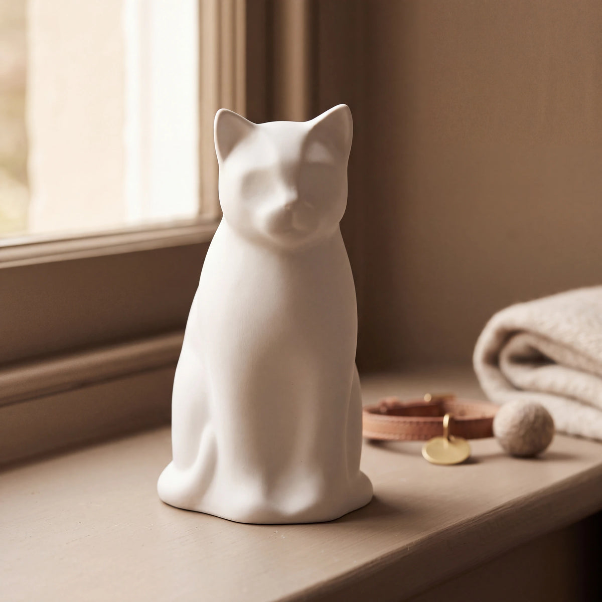 Meow-Cat-Urn-for-Ashes-in-Matte-White-pet_sunny_sill