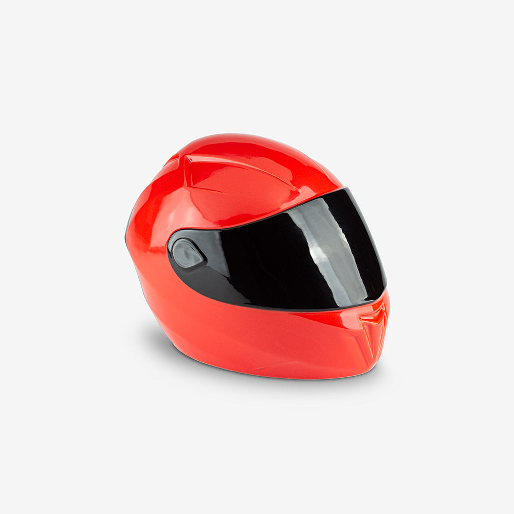 Motorcycle Helmet Cremation Urn for Ashes in Red and Black