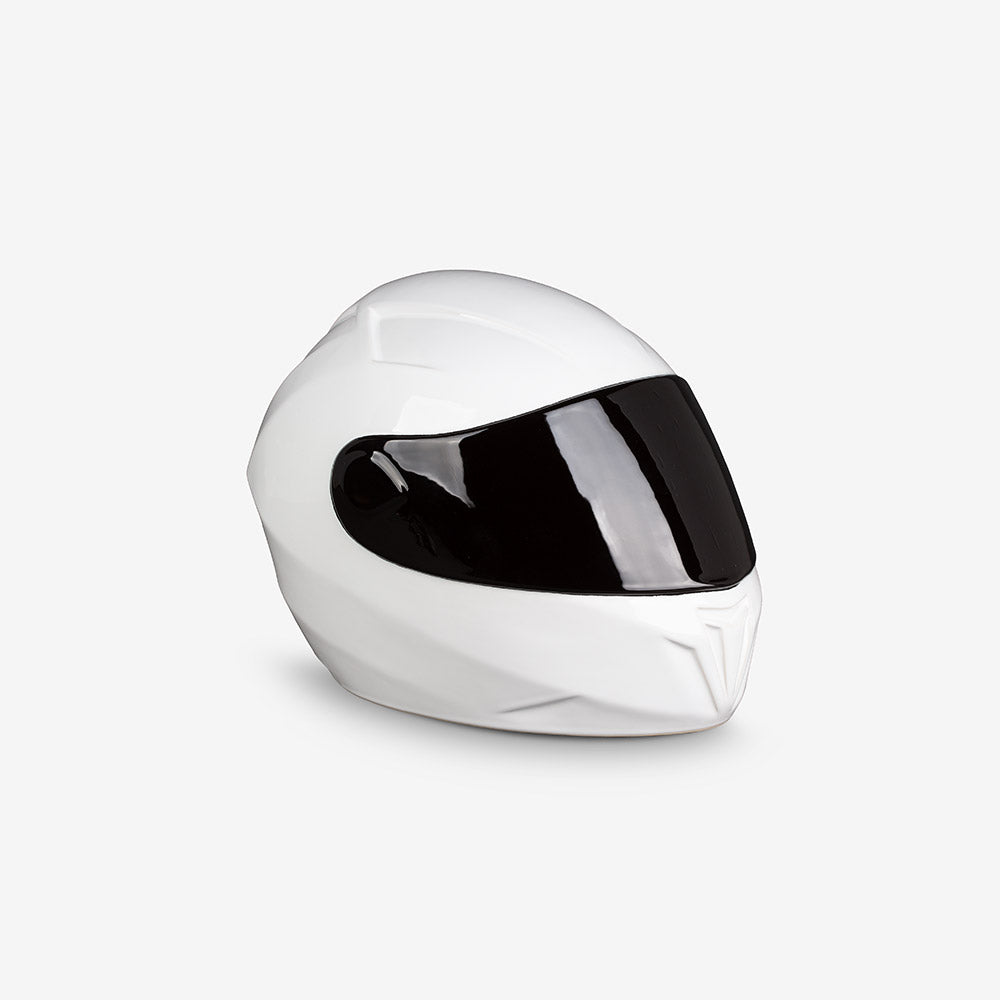 Motorcycle Helmet Cremation Urn for Ashes in White and Black