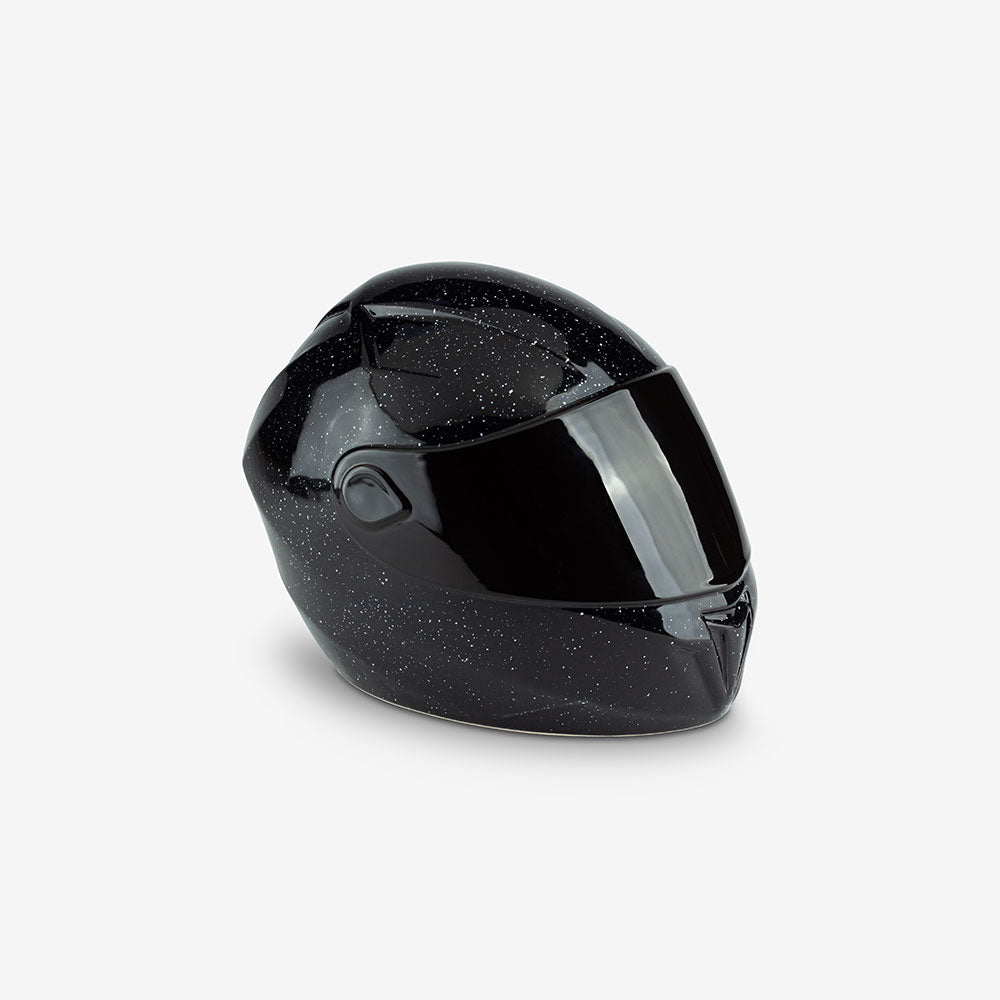 Motorcycle Helmet Cremation Urn for Ashes in all Black