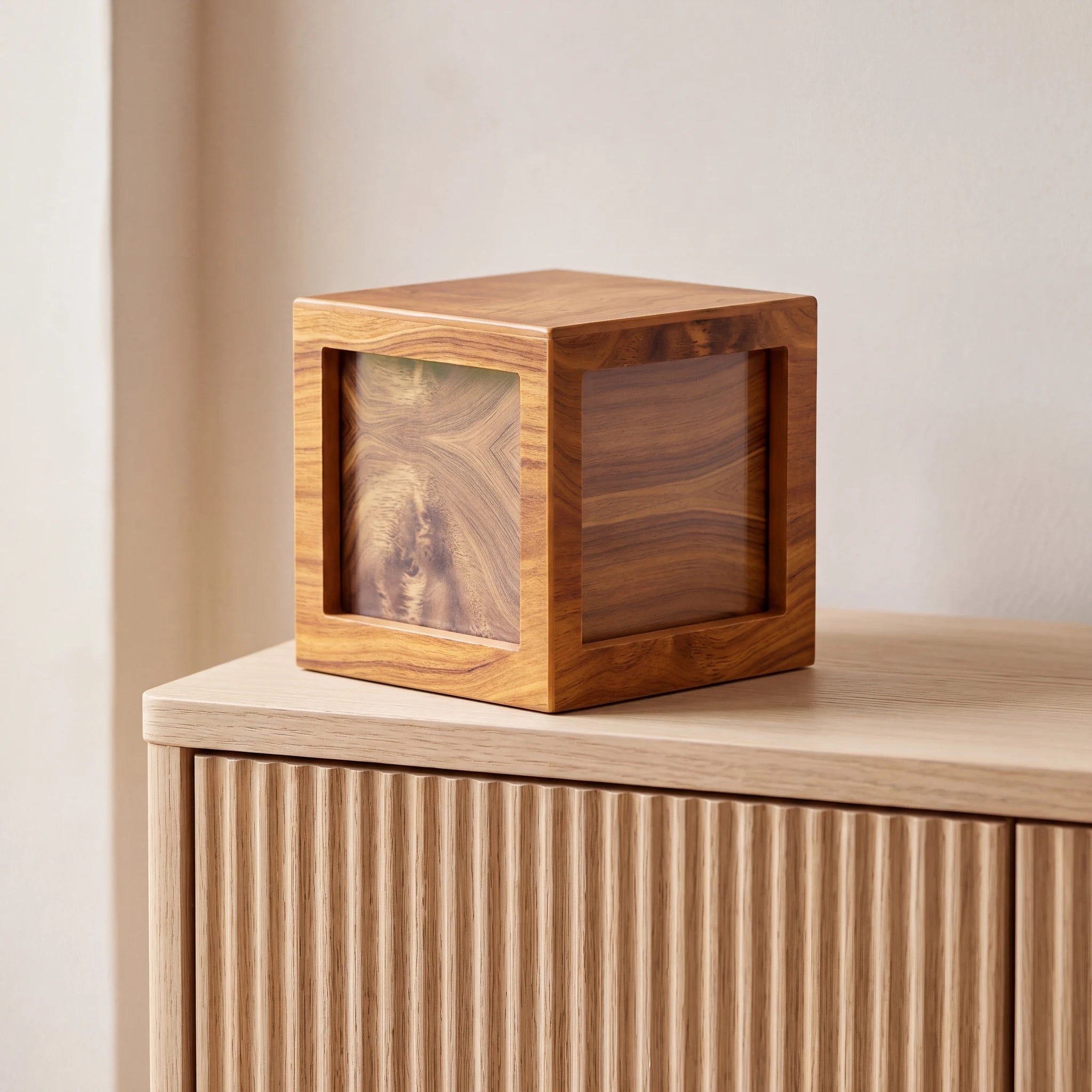 Oak Wood Effect MDF Photo Frame Adult Cremation Urn for Ashes
