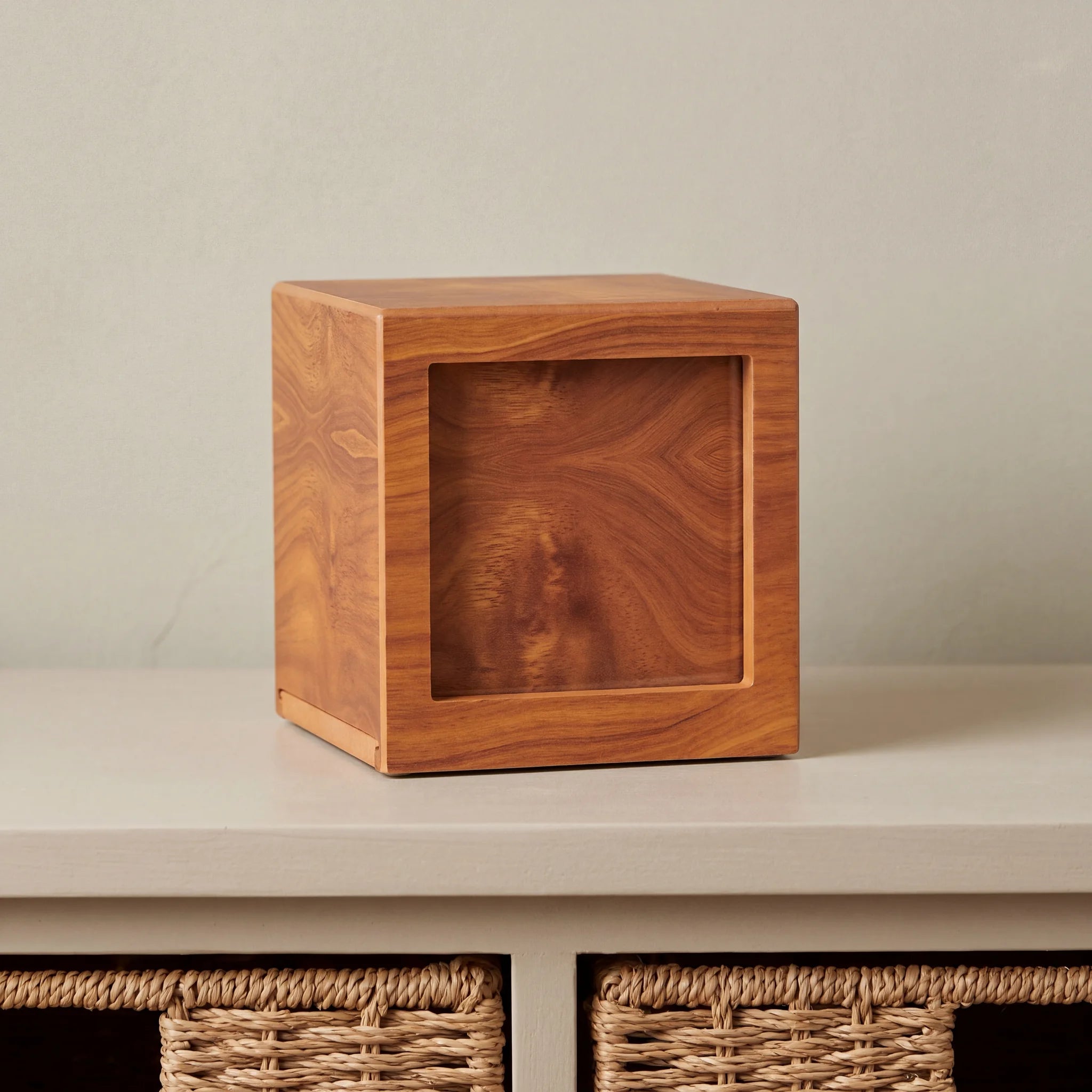 Oak Wood Effect MDF Photo Frame Adult Cremation Urn for Ashes