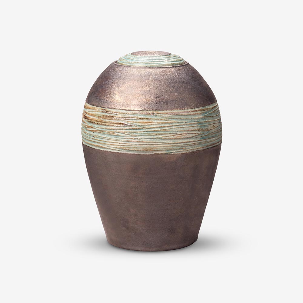 Oasis Adult Cremation Urn for Ashes in Bronze and Jade Green