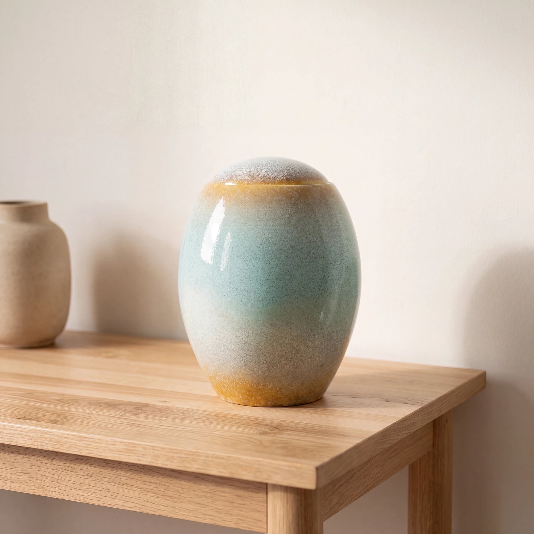Ocean Blue Modern Adult Cremation Urn for Ashes
