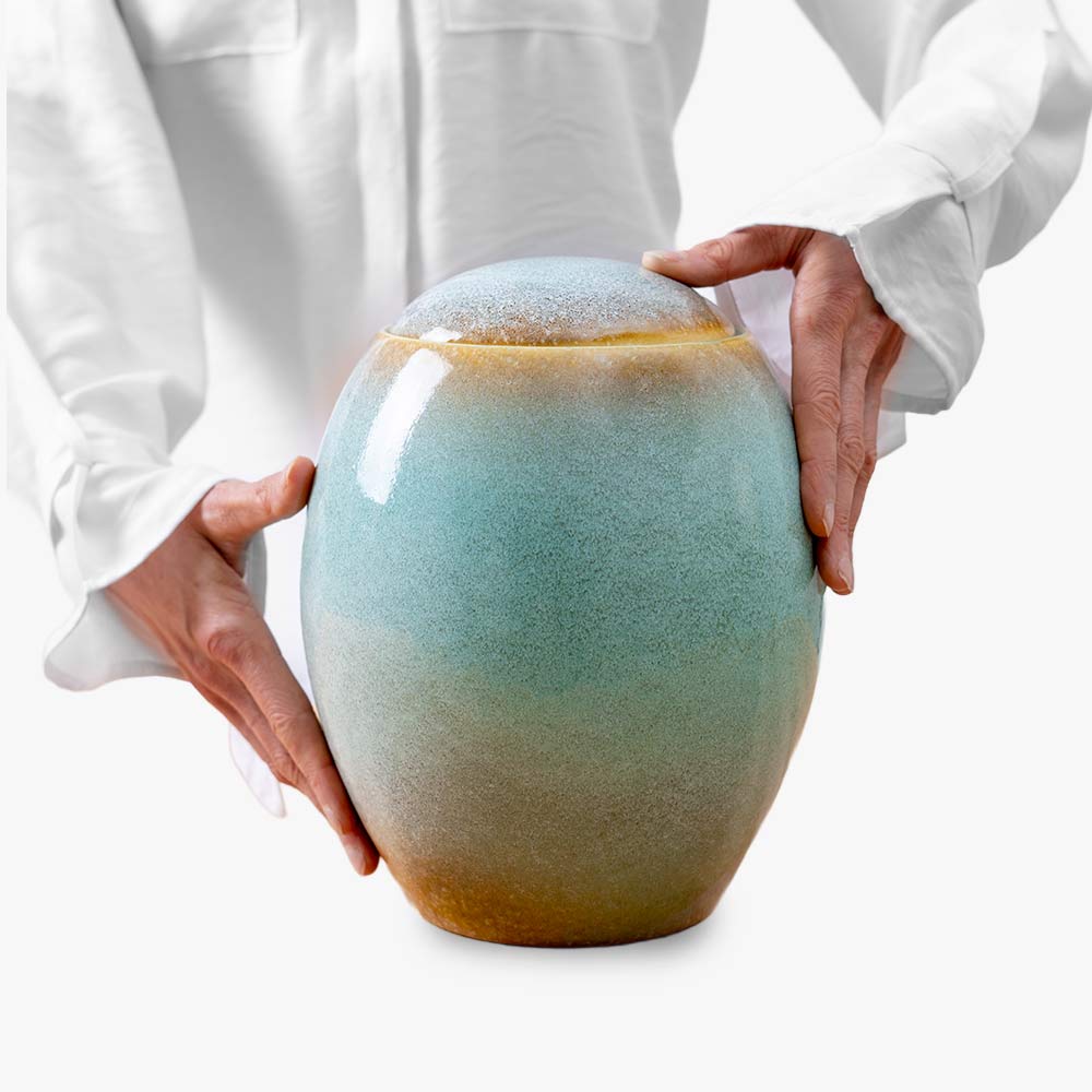 Ocean Blue Modern Adult Cremation Urn for Ashes