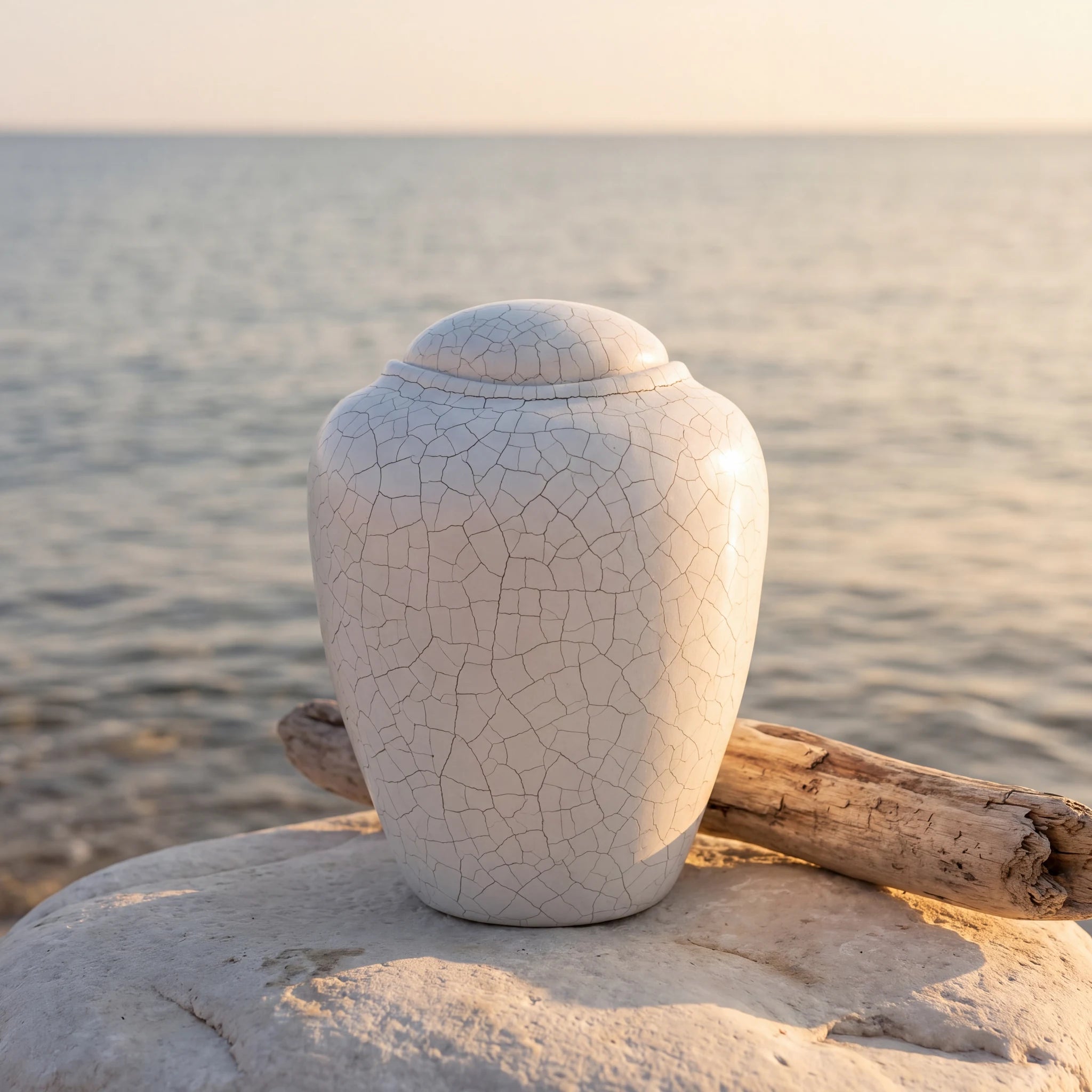 Oceane Antique White Biodegradable Water Urn for Ashes - Adult