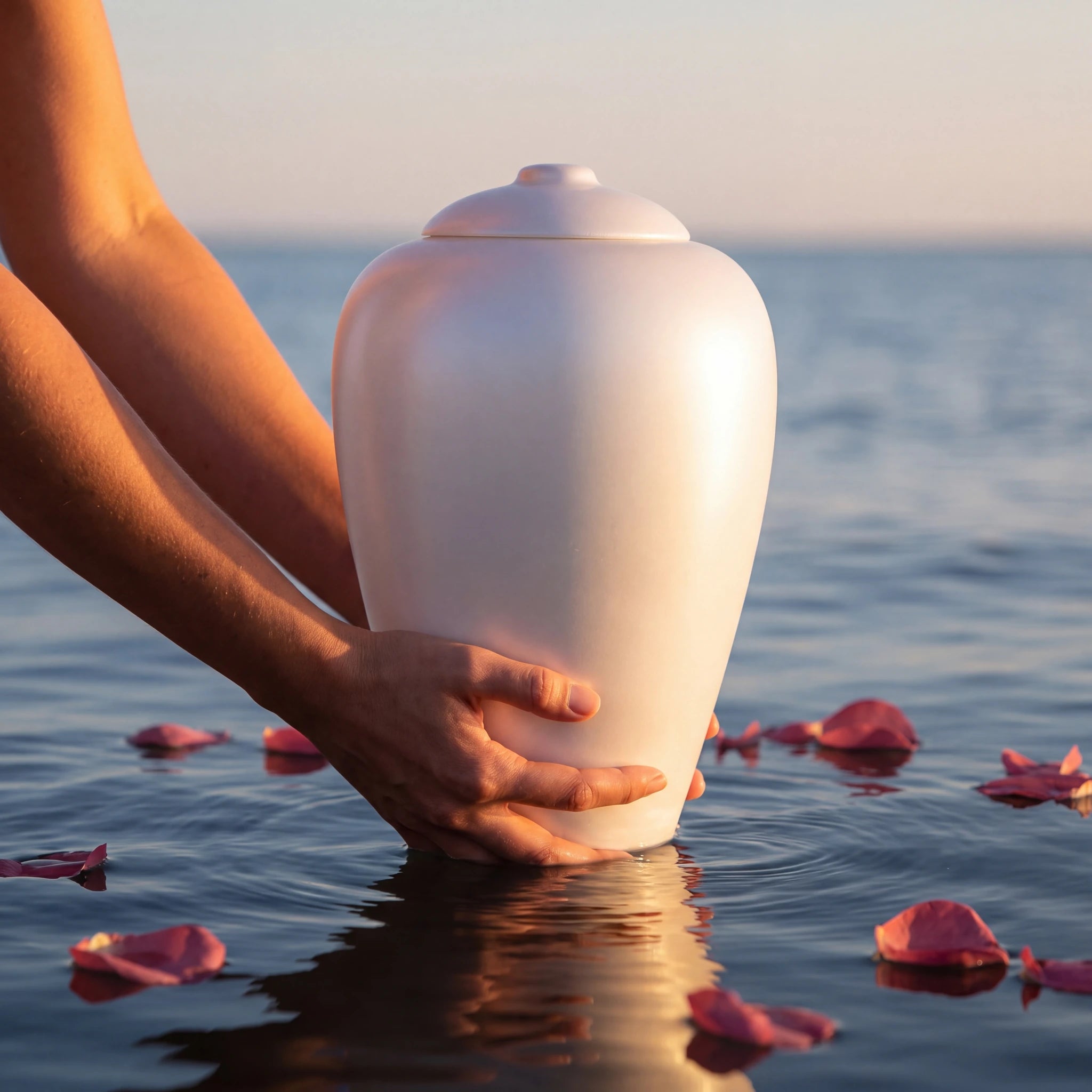Oceane Classic Pearl Biodegradable Water Urn for Ashes - Adult