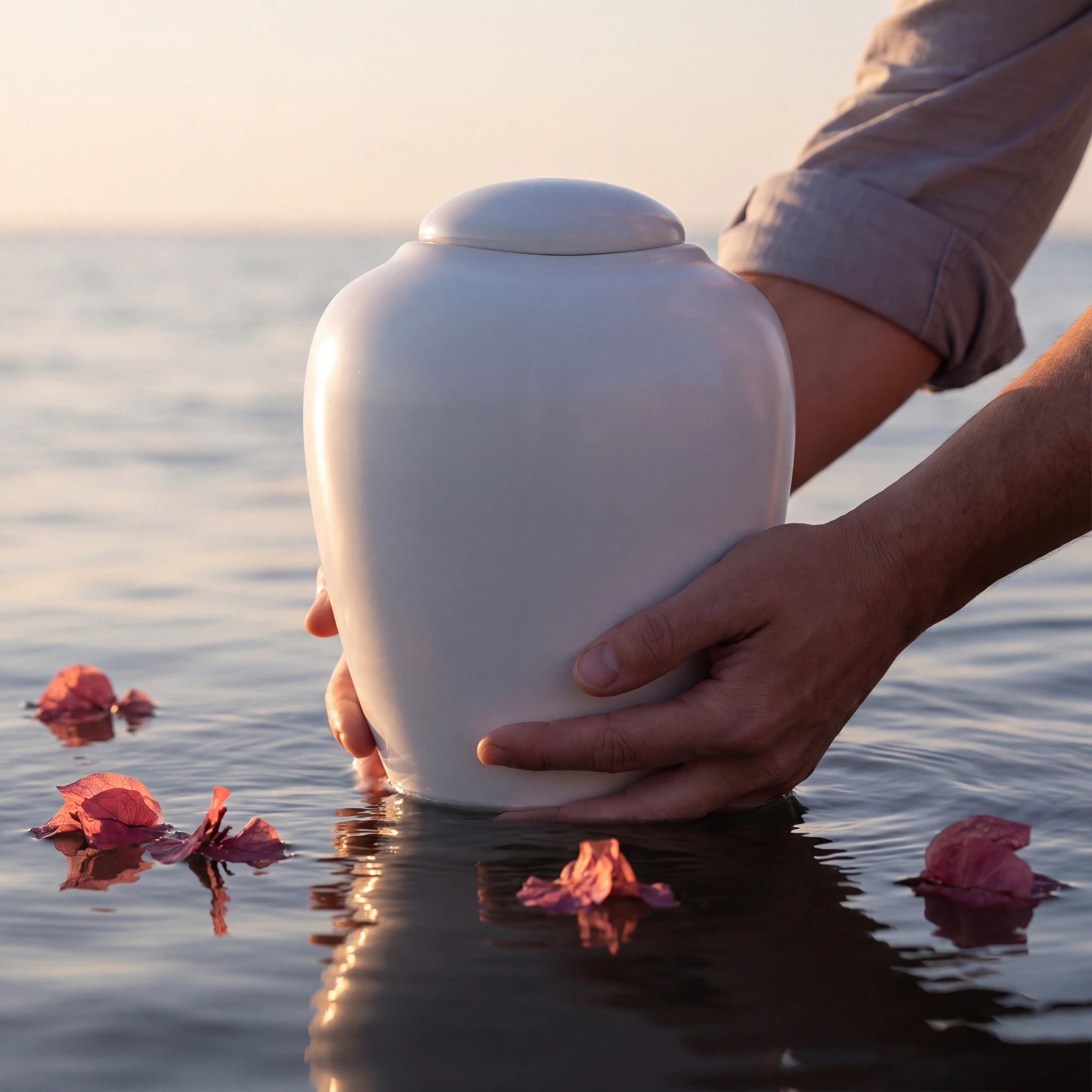 Oceane Pearl Biodegradable Water Urn for Ashes - Adult