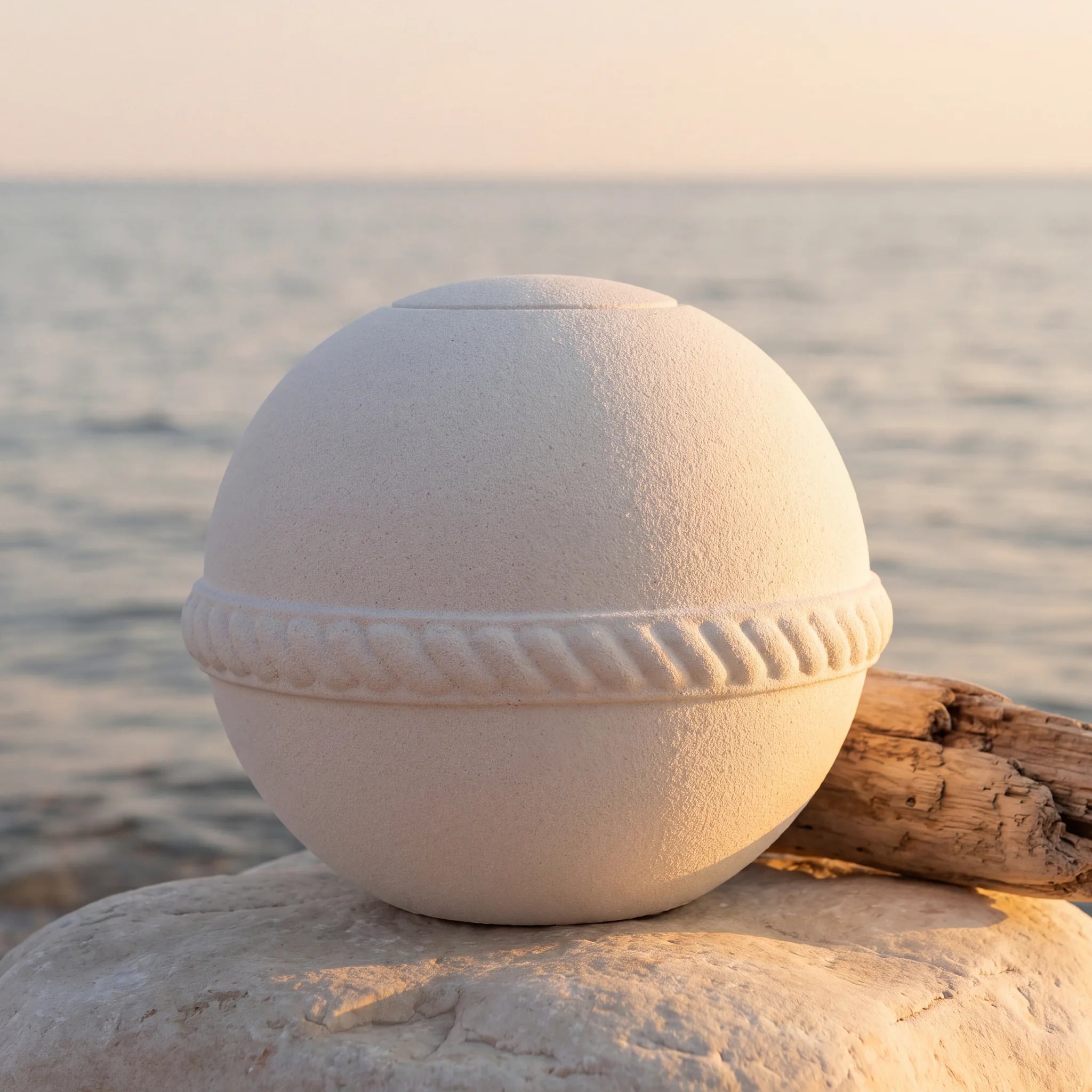 Oceane Round Quartz Biodegradable Water Urn for Ashes - Adult