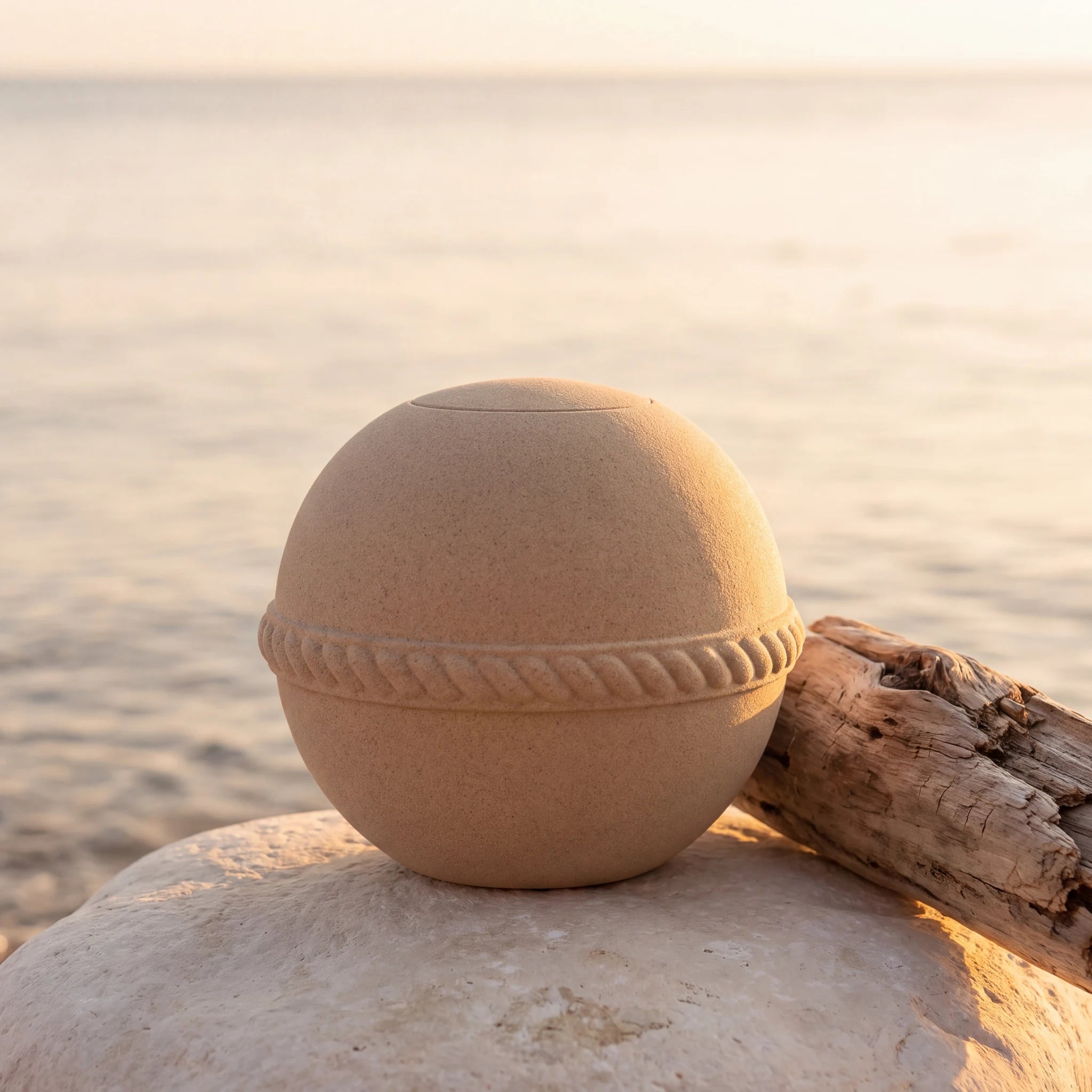 Oceane Round Sand Biodegradable Water Urn for Ashes - Adult