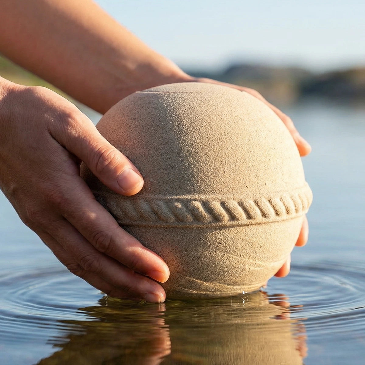 Oceane Sand Biodegradable Water Urn for Ashes - Small